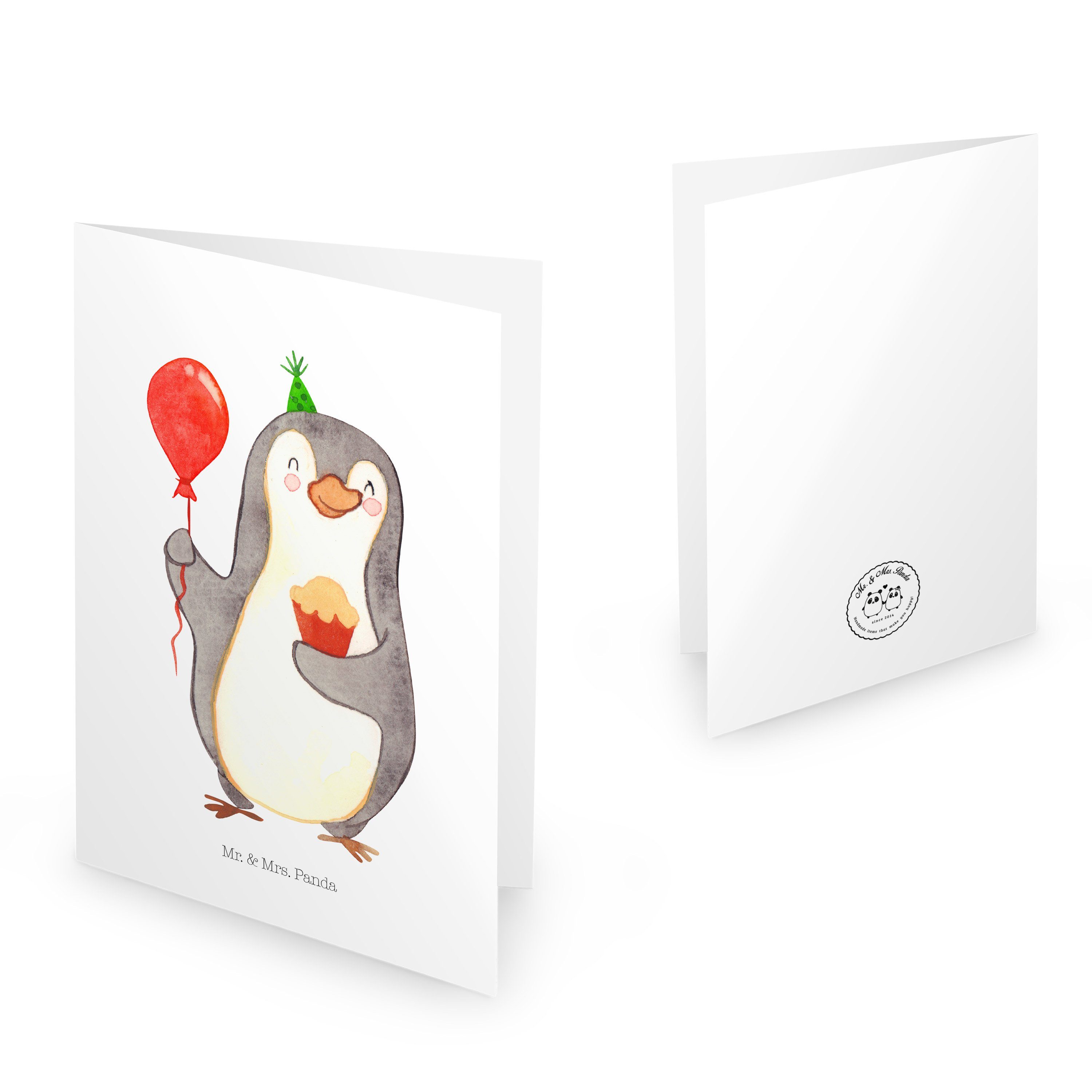 Thumbnail - Mr. & Mrs. Panda Grußkarte Pinguin Geburtstag - Weiß - Geschenk, Kuchen, Party, Einladungskarte, Hochglänzende Veredelun...