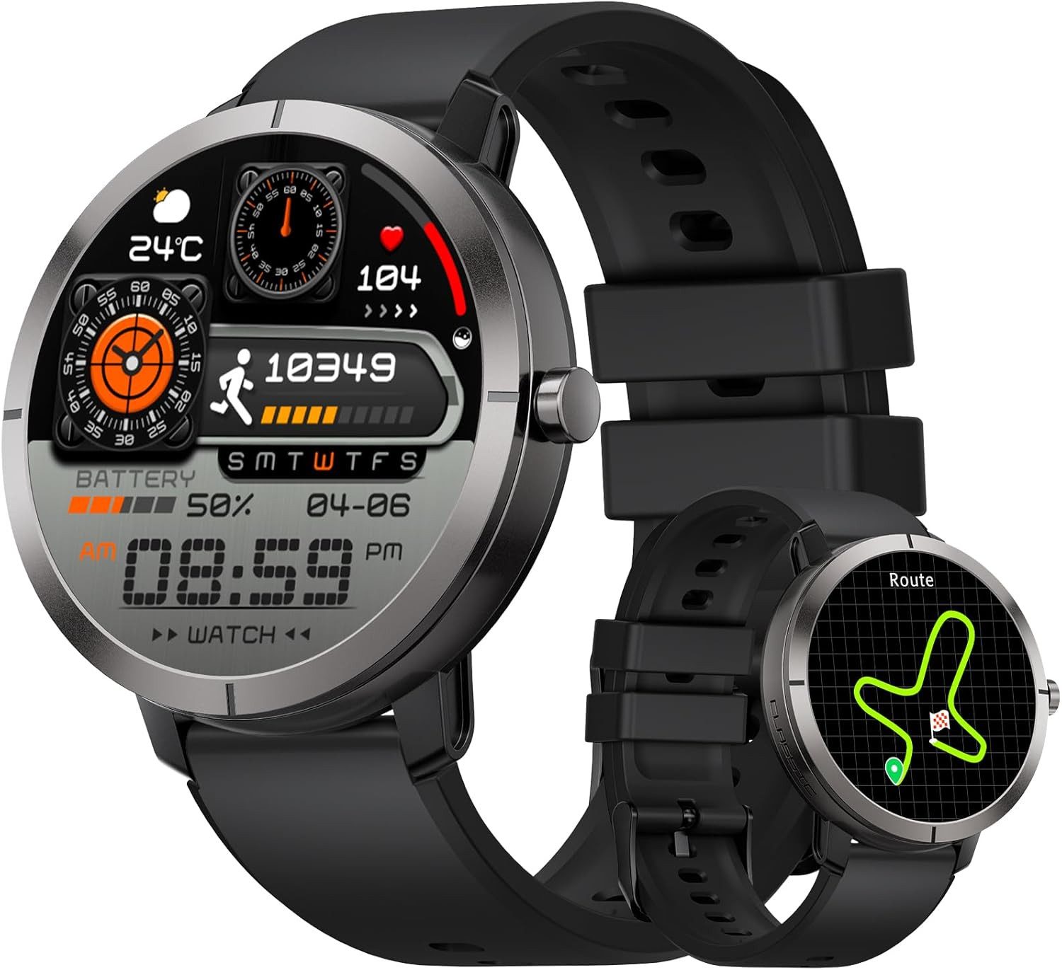 DREMAC DM5-A Smartwatch (3,4 cm, android ios), GPS Smartwatch mit AMOLED Display und 170 Sportmodi
