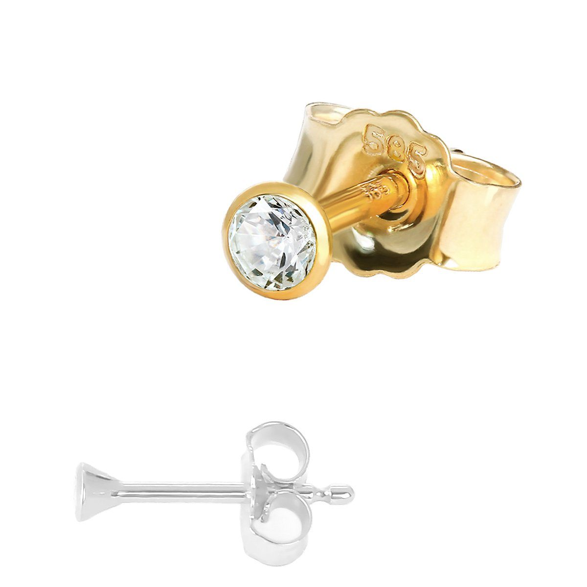 NKlaus Single-Ohrstecker Einzel Winzige Ohrstecker 2,0mm Gelbgold 585 14 Ka günstig online kaufen