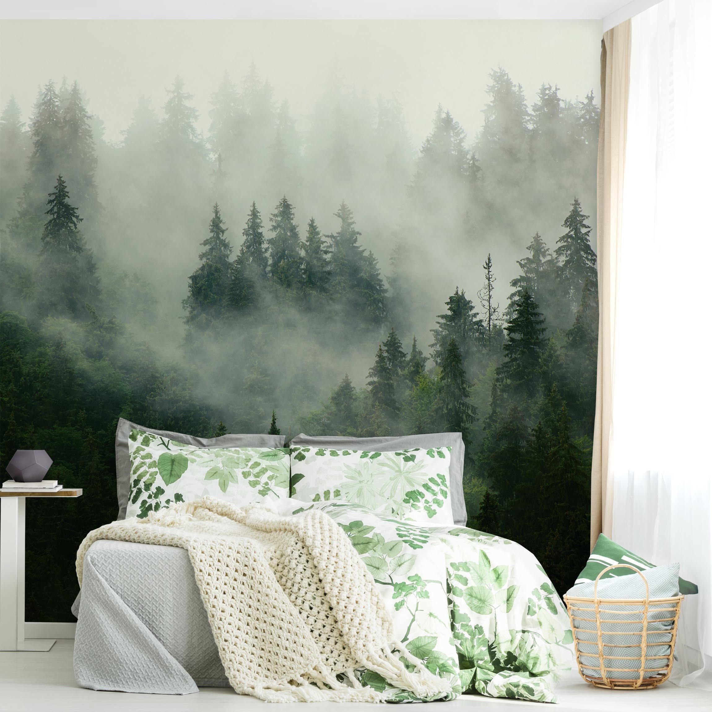 Bilderdepot24 Fototapete Tannenwald Nebel Wald Natur Landschaft grün modern günstig online kaufen