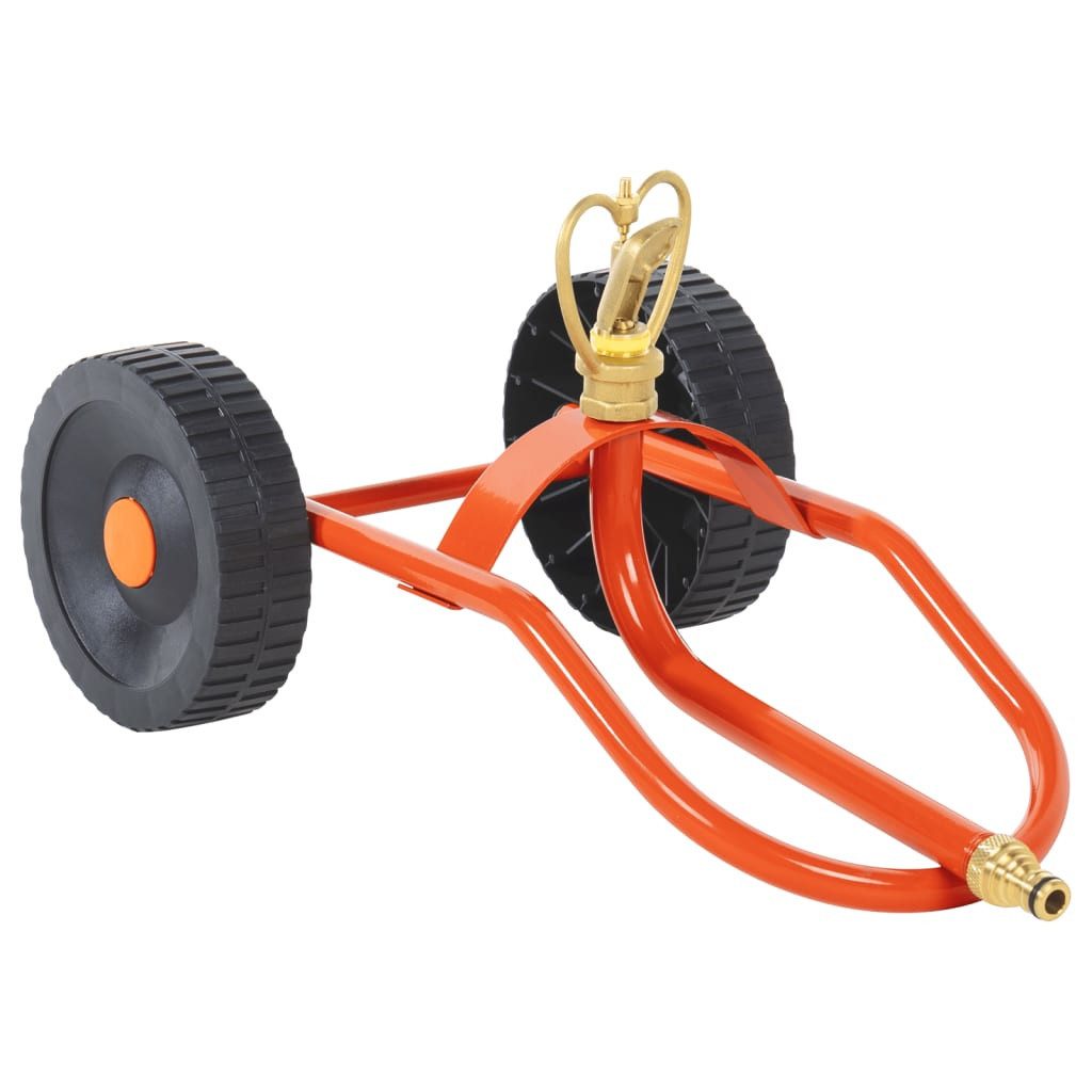vidaXL Bewässerungssystem Sprinkler-Schlitten mit Rädern und Drehbarem Kopf Rot Stahl