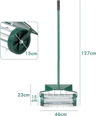 KOMFOTTEU Rasenlüfter, 46,00 cm Arbeitsbreite, mit 3cm Nägeln & breitem Schutzschild