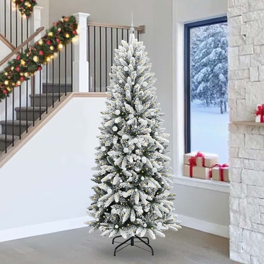 vidaXL LED Baum Künstlicher Weihnachtsbaum mit 300 LEDs mit Ständer Weiß 240 cm
