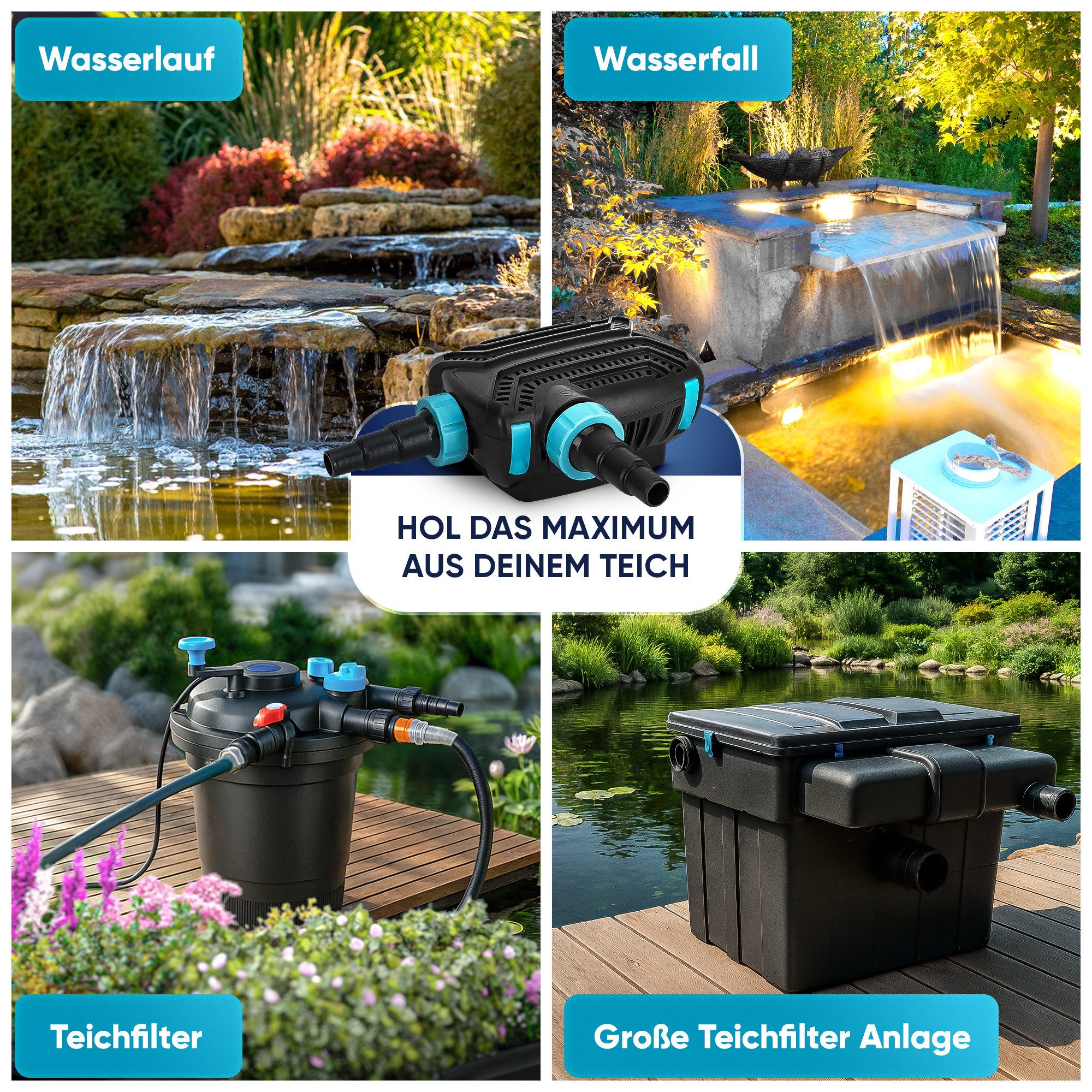 Teicher Teichpumpe Effiziente Filterpumpe für Teich, 3000, 5200, 7000, 10000 l/h – Bild 5 von 5