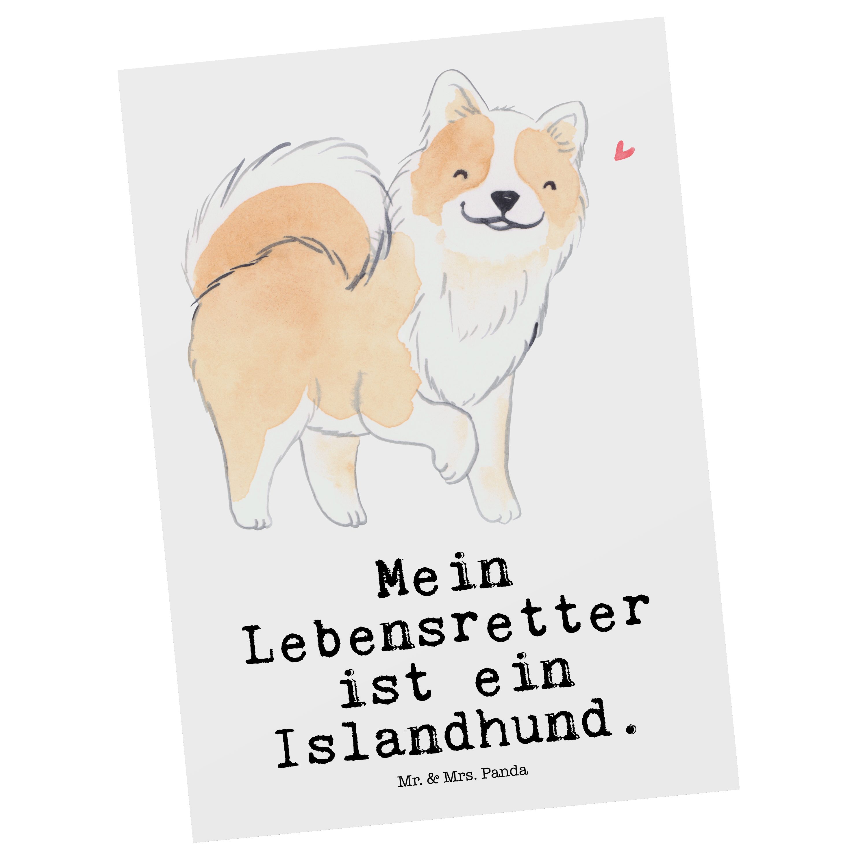 Mr. & Mrs. Panda Postkarte Islandhund Lebensretter - Weiß - Geschenk, isländischer Schäferhund | Grußkarten