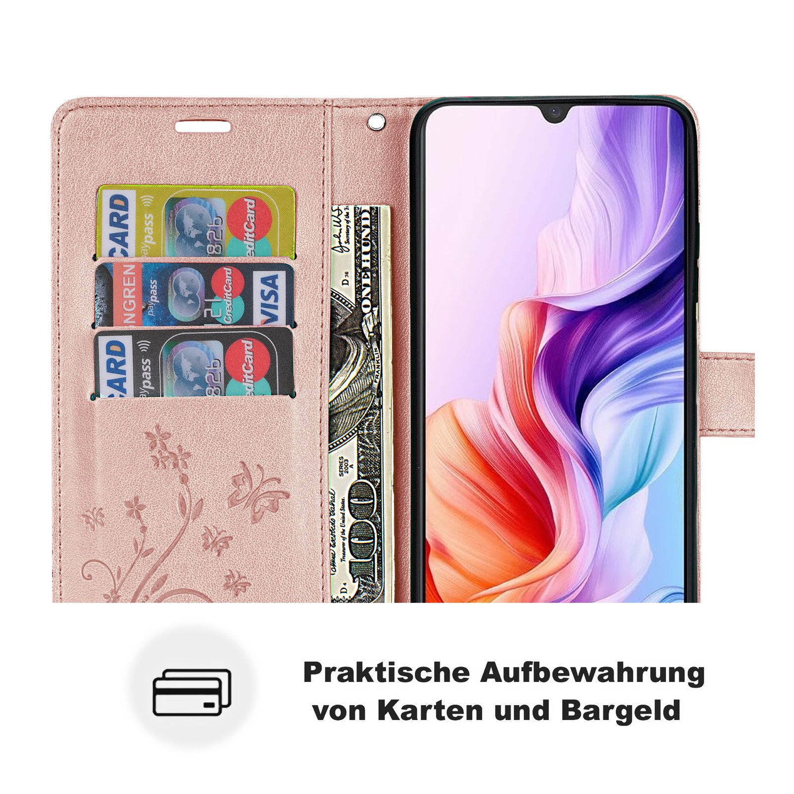 betterfon Handyhülle Handytasche für ZTE Blade V70 Max Klapphülle mit Kartenfächern, Bookstyle-Hülle: Magnetverschluss 3 Kartenfächer & Standfunktion – Bild 4 von 5