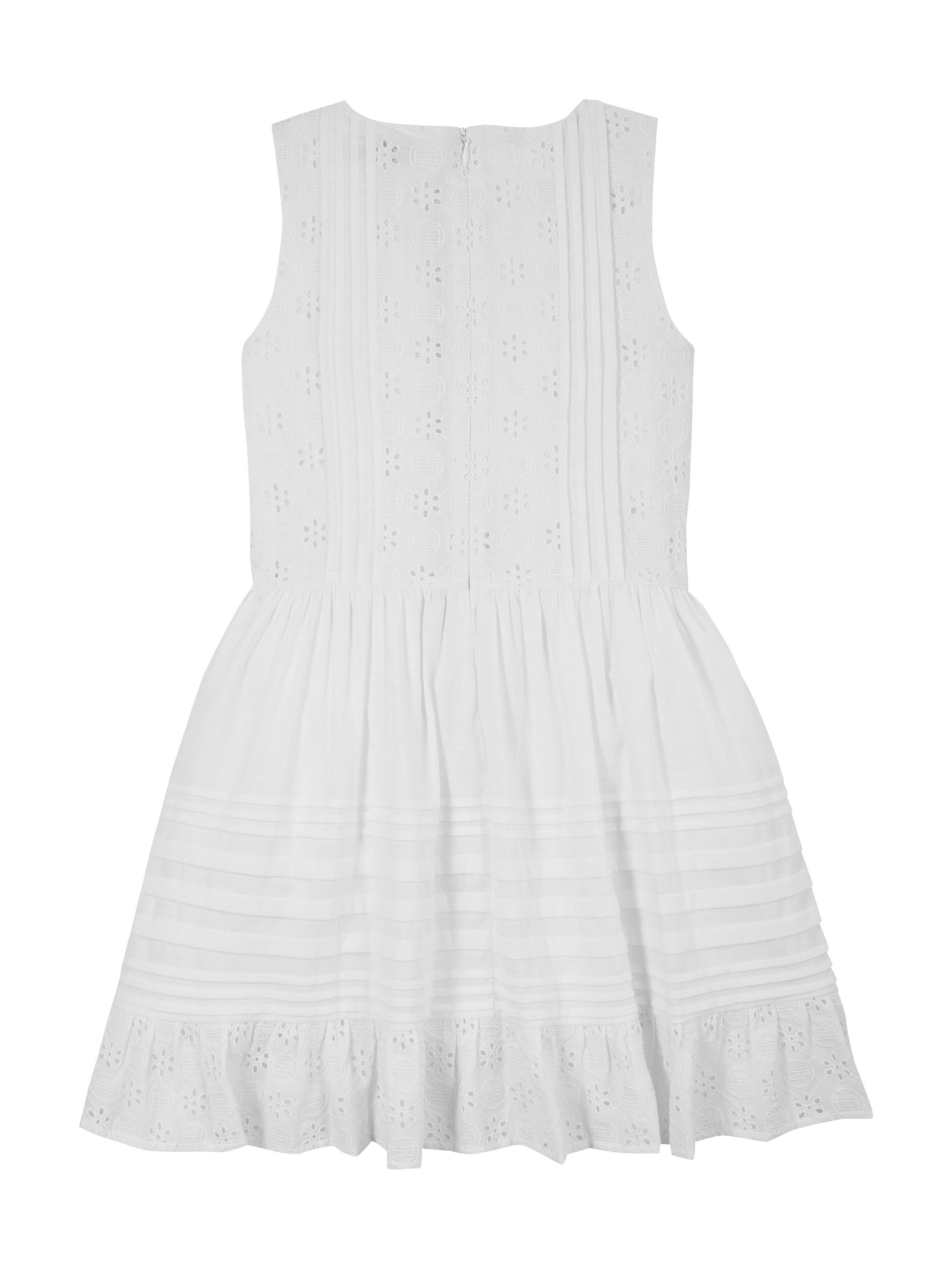 Tommy Hilfiger Sommerkleid EMBROIDERED COTTON DRESS SLVLS mit zarter Lochstickerei, mit Biesen