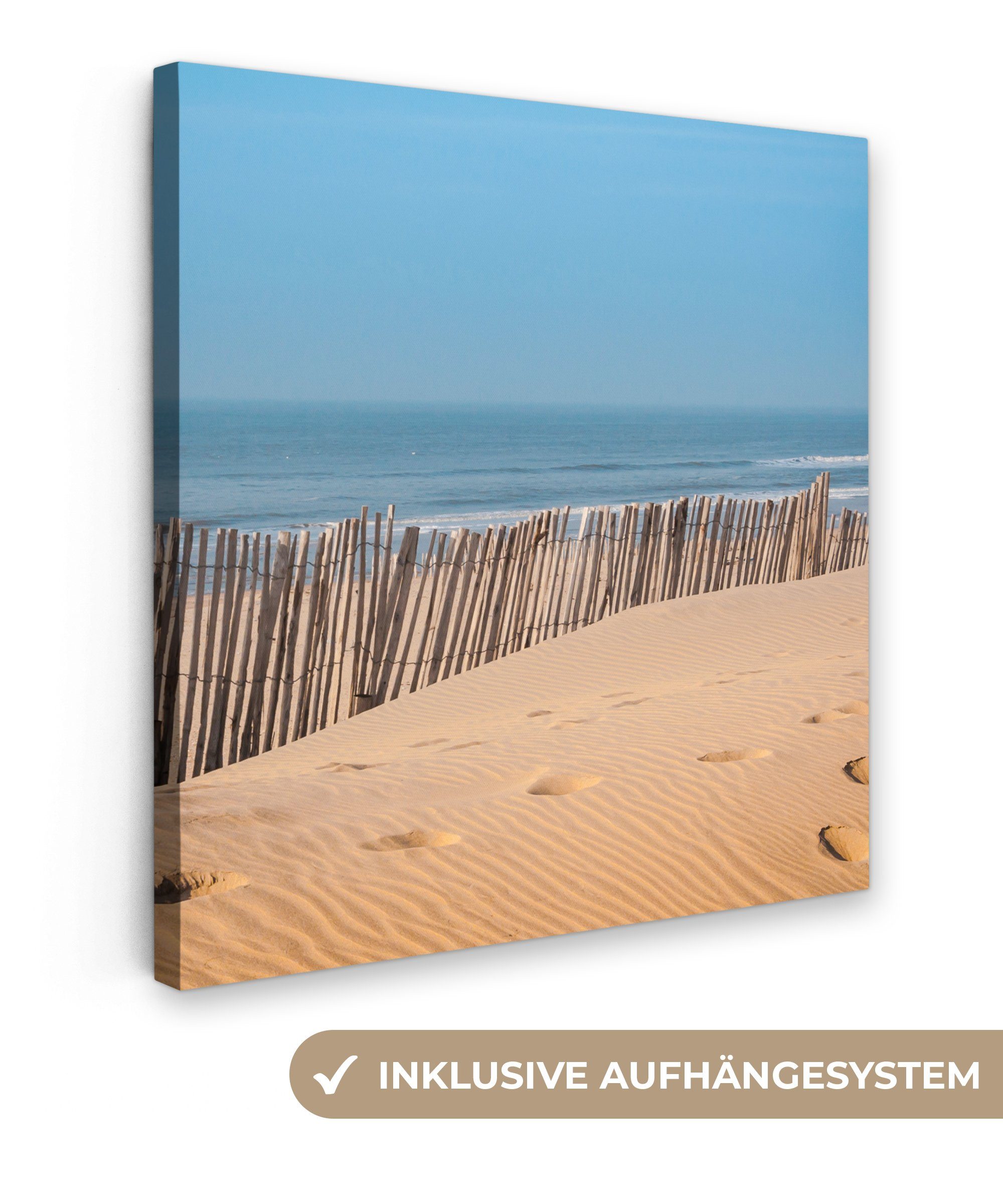 OneMillionCanvasses® Leinwandbild Strand - Meer - Pfähle, (1 St), Leinwand Bilder für Wohnzimmer Schlafzimmer, 20x20 cm