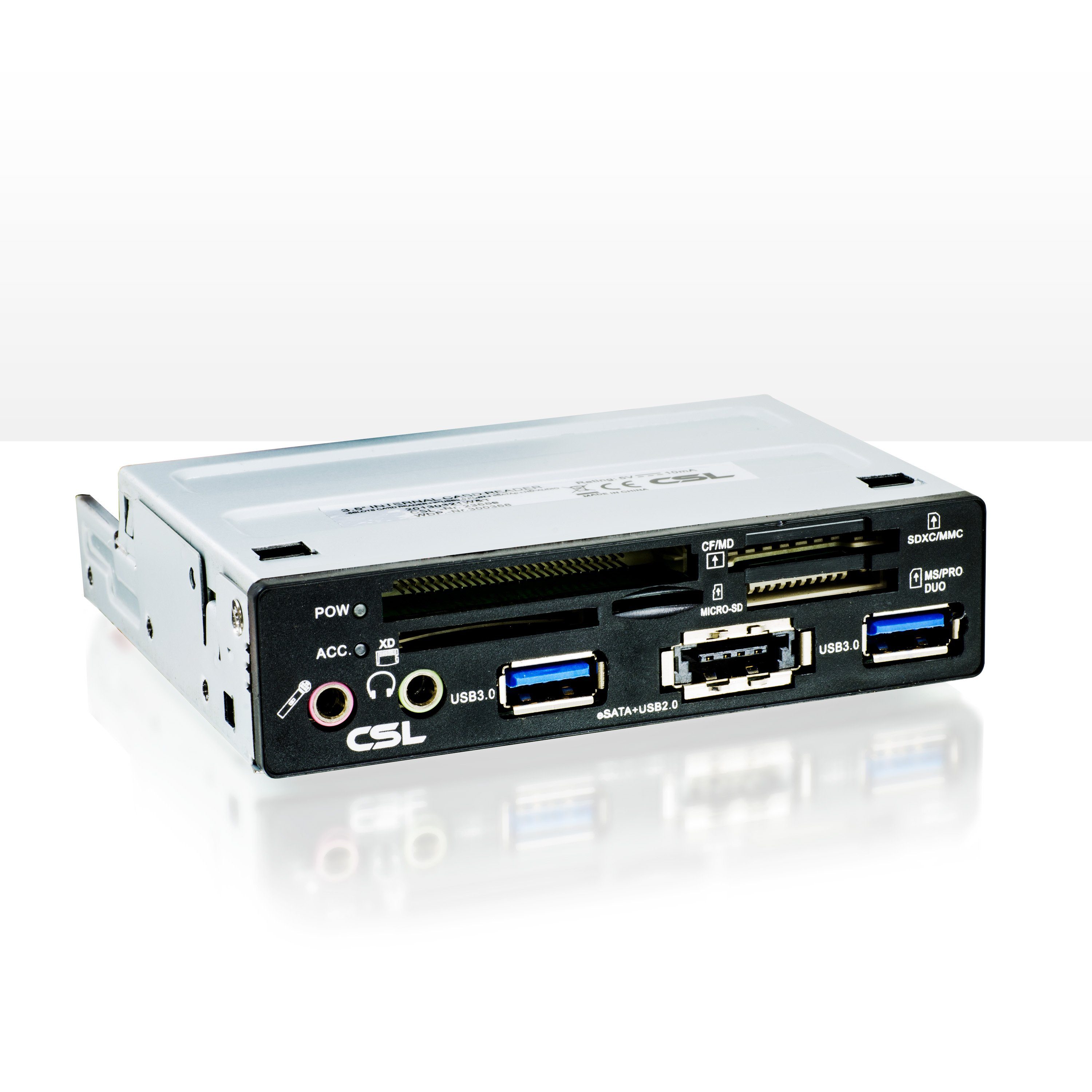 CSL Computer-Adapter, 3,5" Frontpanel mit USB 3.0 + eSata + Cardeader +  Audioeingang für SD / SDHC / XD / CF / MD