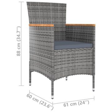 vidaXL Gartenstuhl Garten-Essstühle 4 Stk. Poly Rattan Grau (4 St)