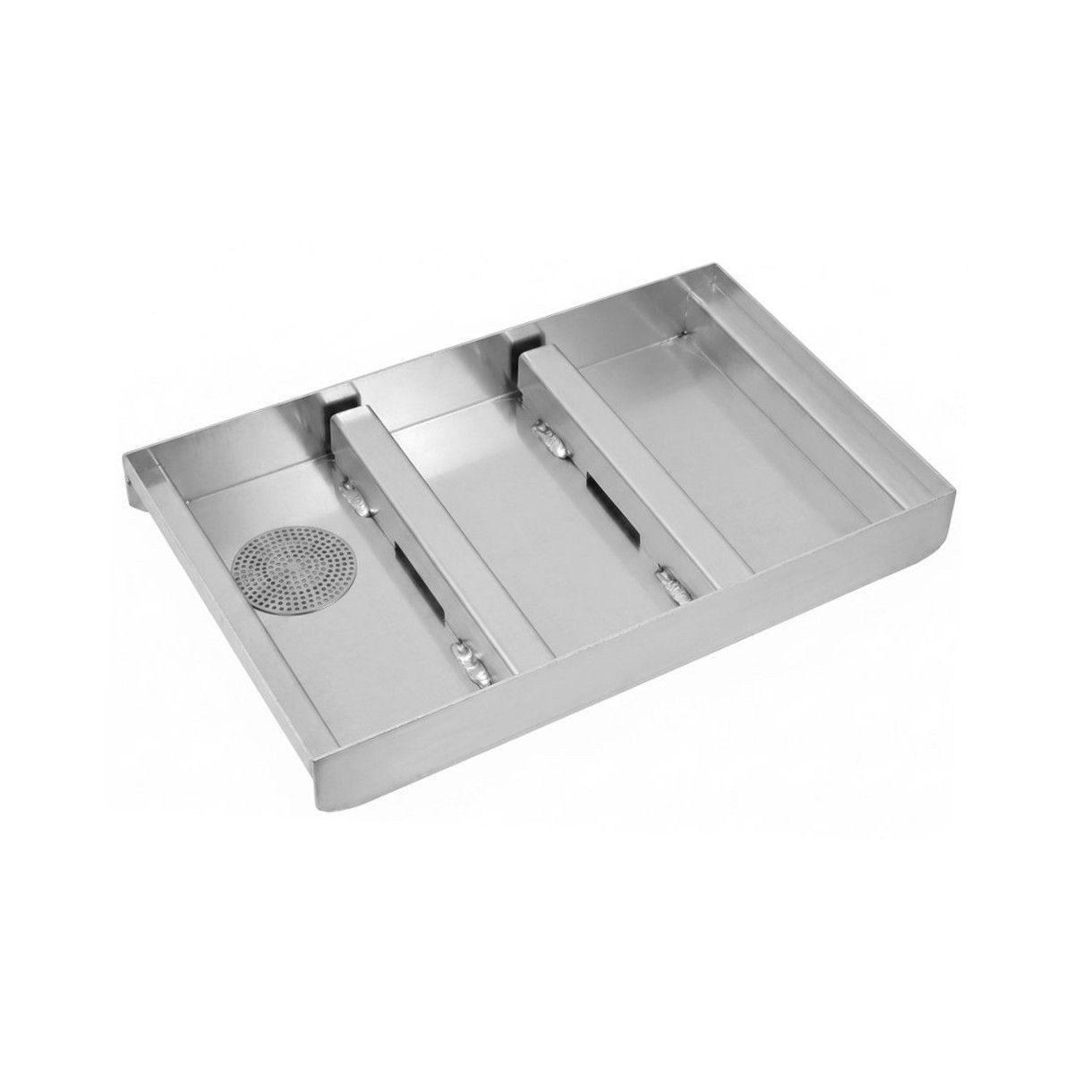 Emco Fußmatte Schmutzfangwanne Aluminium Bodenwanne für Eingangsmatten, rechteckig, Höhe: 75 mm, Größe: 600x400mm, mit Ablauf DN 50, wasserdicht verschweißt