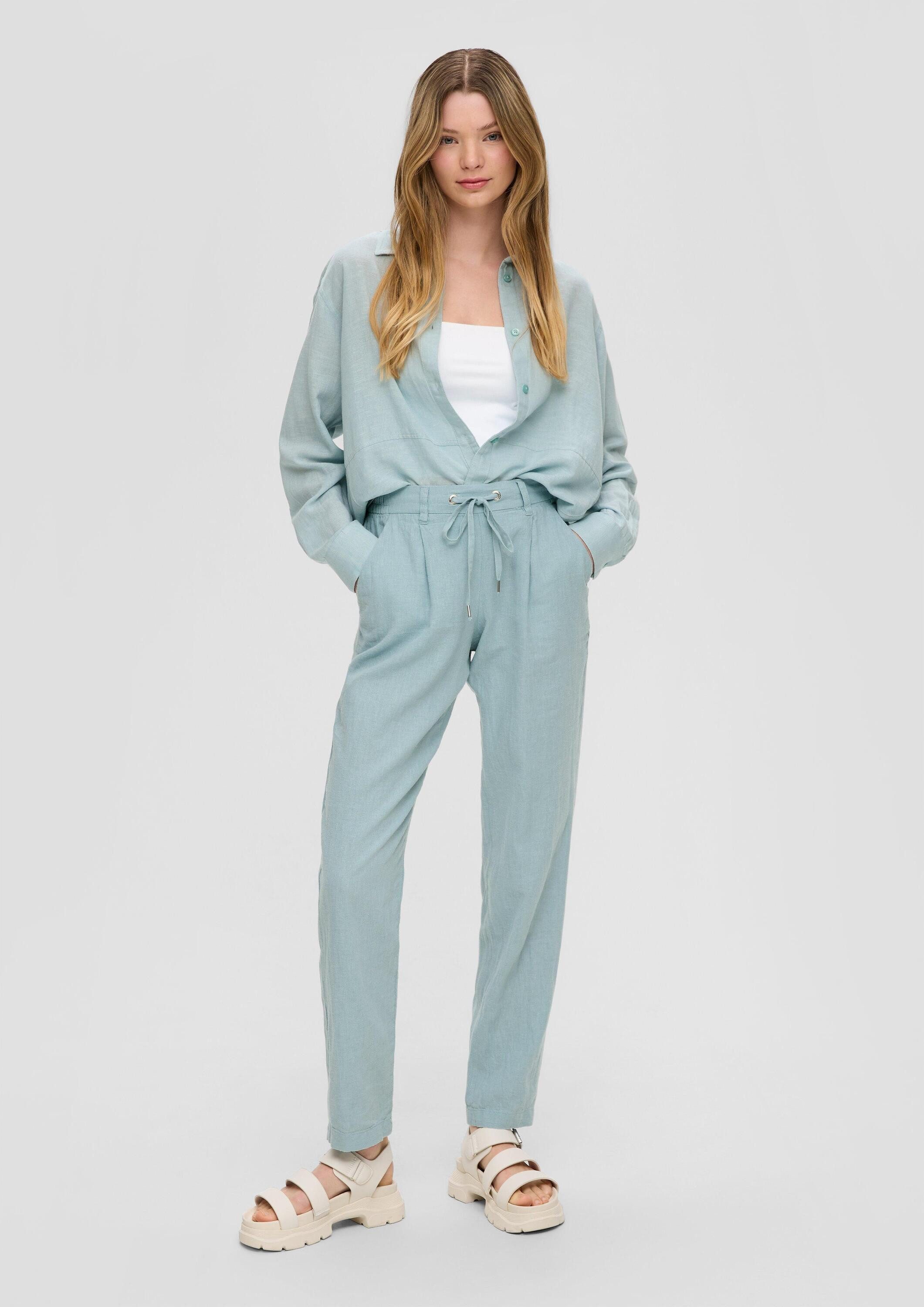 QS Chinos Hose Regular: Straight-Leg-Hose aus Leinenmix günstig online kaufen