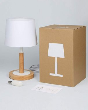 Tomons LED Tischleuchte Nachttischlampe dimmbar aus Holz, LED Tischlampe, LED wechselbar