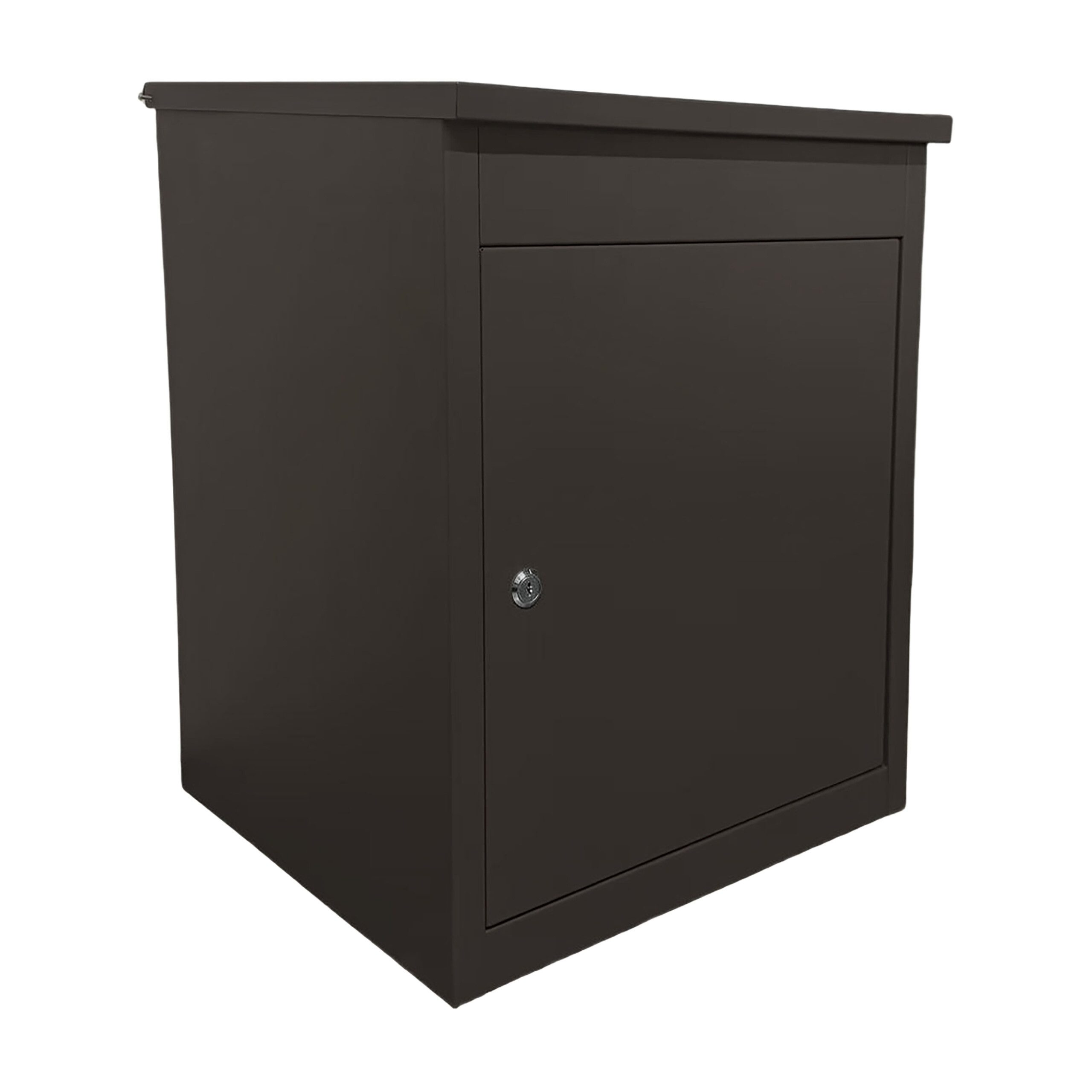 relaxdays Paketbriefkasten Paketbox für Boden- & Wandmontage, schwarz