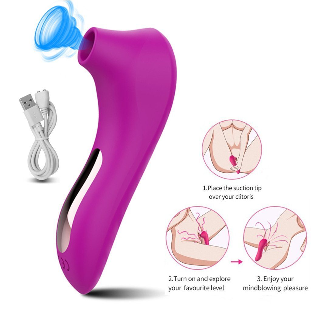 autolock Klitoris-Stimulator Leise Starke Klitoris-Stimulation,Druckwellenvibrator, Schnelle orgams erotisches Sexspielzeug für frauen Lila