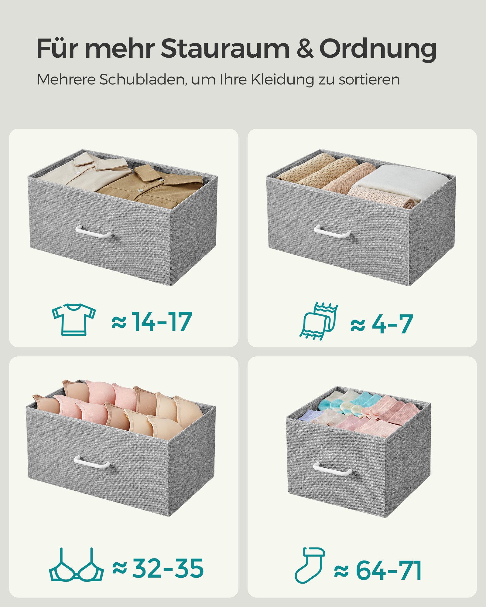 SONGMICS Kommode Schrank, 7 Stoffschubladen, mit Griffen, Metallgestell, Industrie-Design