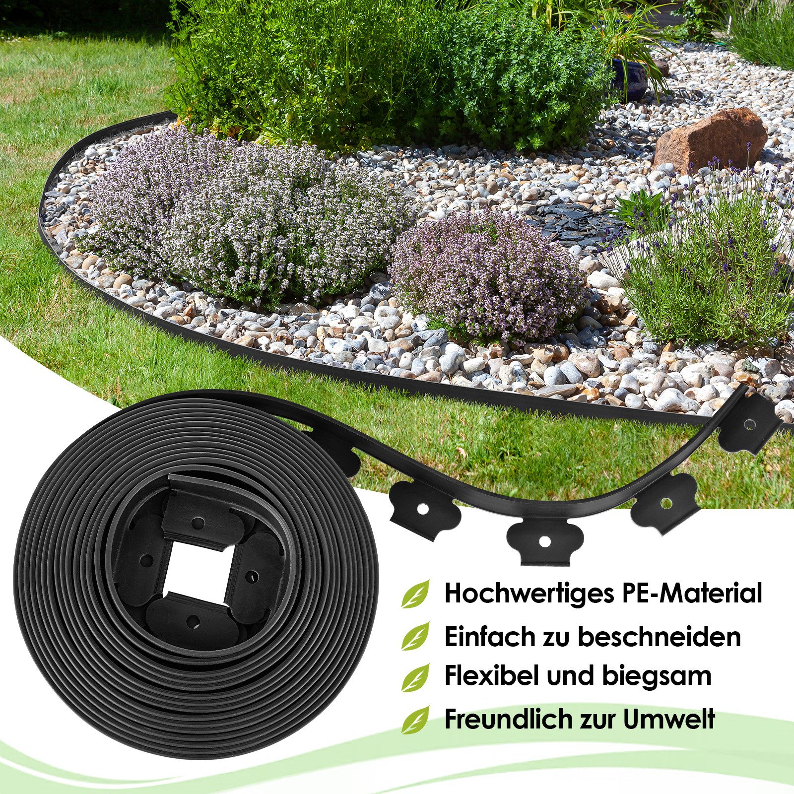 TLGREEN Rasenkante Mähkante Gartenzaun, 20m Flexible günstig online kaufen