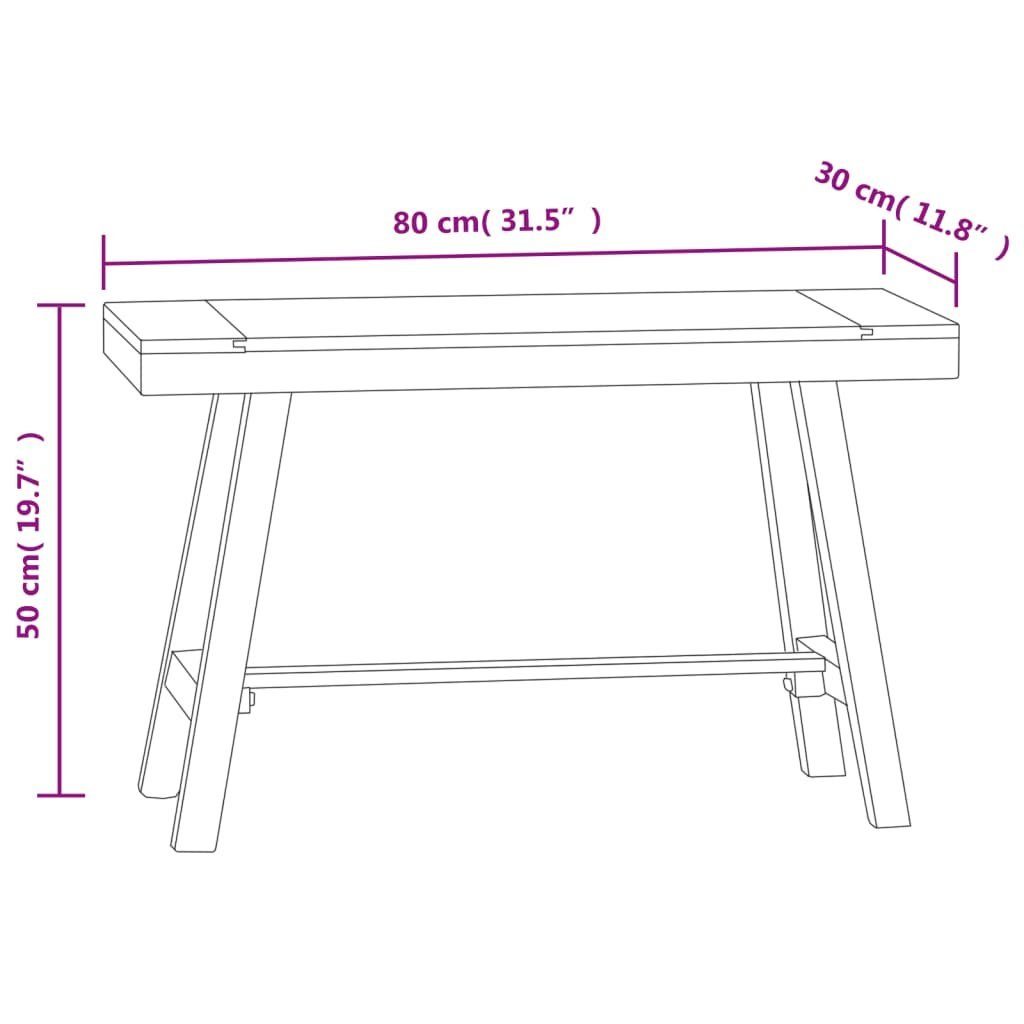 vidaXL Essbank Bank 80 cm Teak Massivholz