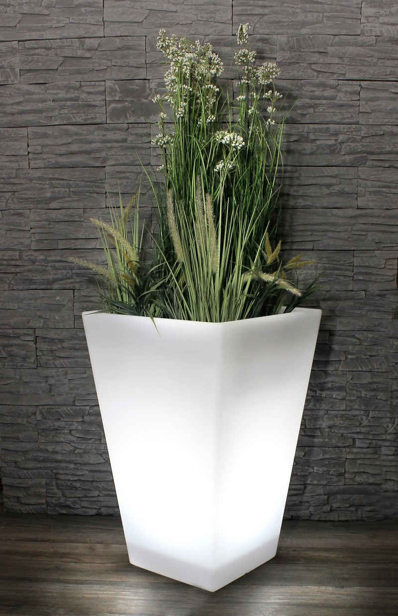 Arnusa Pflanzkübel LED beleuchtet Blumenkübel 69,5 x 45 cm RGB Akku kabellos verwendbar (PL409S), Gartenleuchte moderner Blumentopf mit Netzstecker