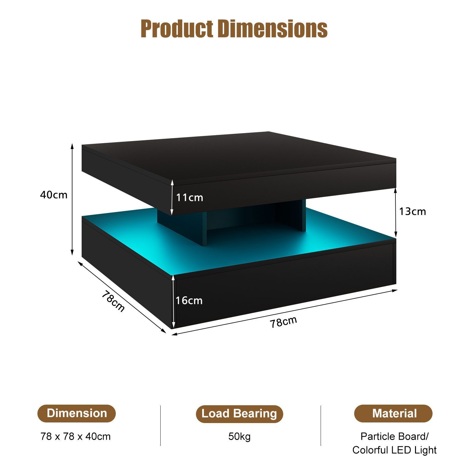 radelldar Couchtisch Wohnzimmertisch hautänhliche textur mit beleuchtung mo günstig online kaufen