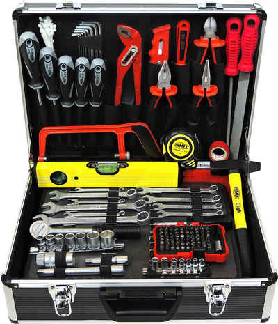 FAMEX Werkzeugset 745-48 Werkzeugkoffer gefüllt mit Werkzeug, (Werkzeug Satz, 164-St), abschließbar