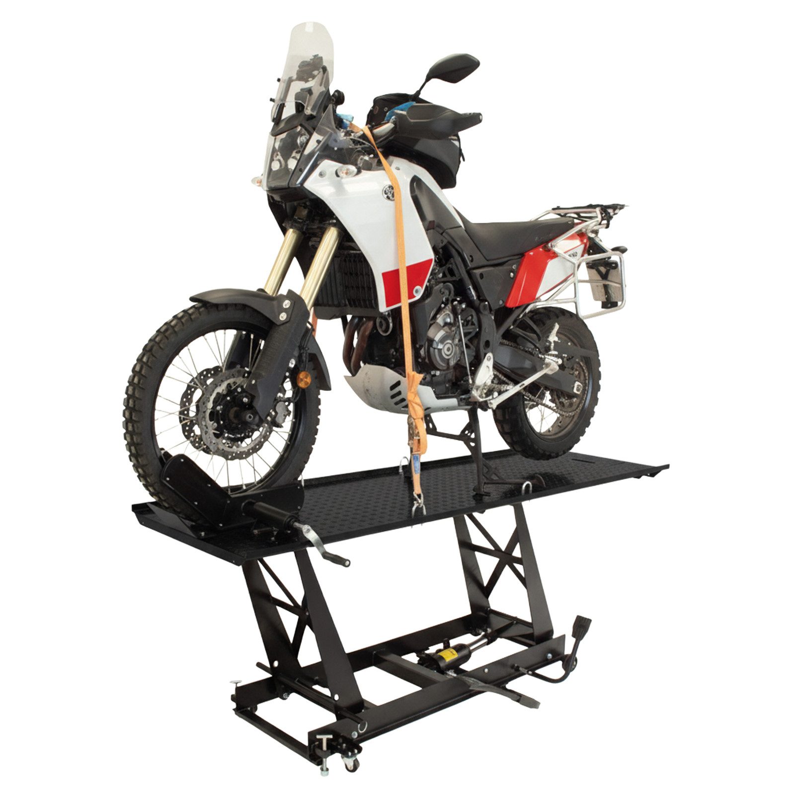 TRUTZHOLM Hydraulikheber Motorradhebebühne hydraulisch 450 kg Extra-Breit 68 cm Parallelhub, Extra-Breit, stufenloses Heben und Senken, abnehmbare Rampe