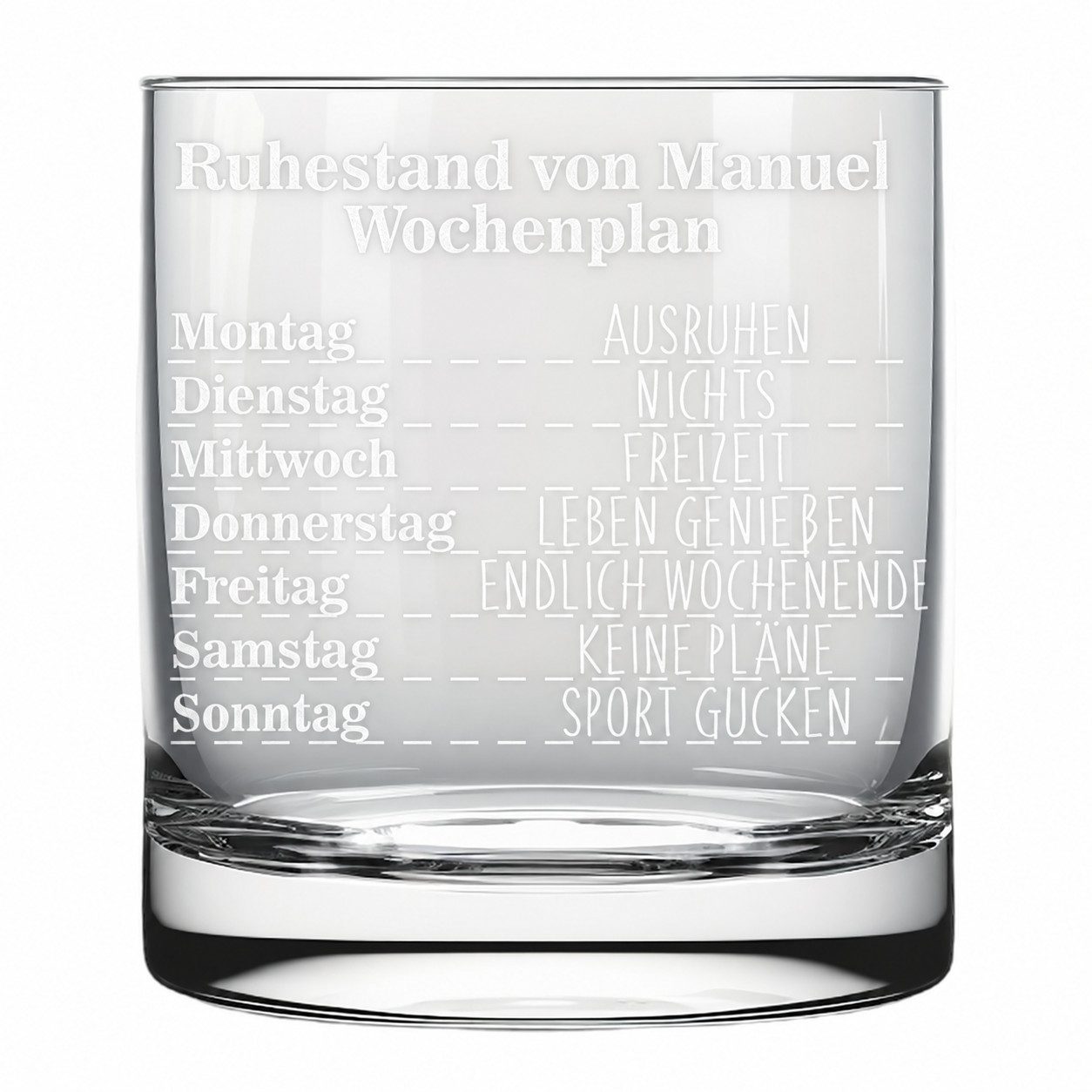 Lasernauten Whiskyglas Glas mit Gravur zur Rente Ruhestand Whiskyglas Geschenk Pensionierung, mit Gravur