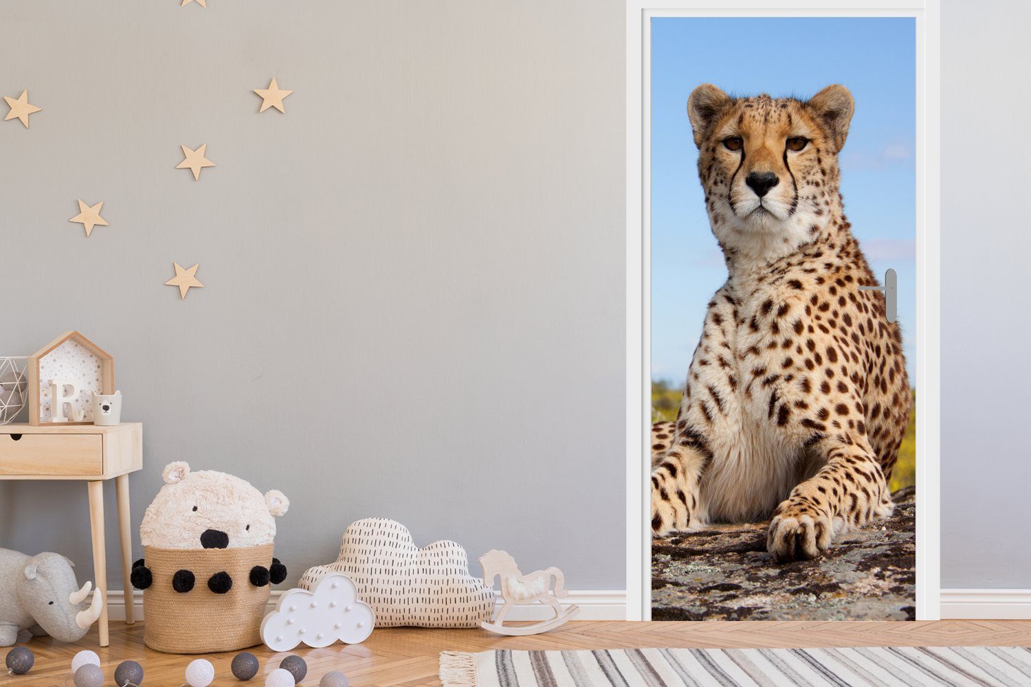 75x205 - St), - Türaufkleber, Leopard Matt, bedruckt, Tür, Natur, Türtapete Tiere Fototapete cm (1 für MuchoWow