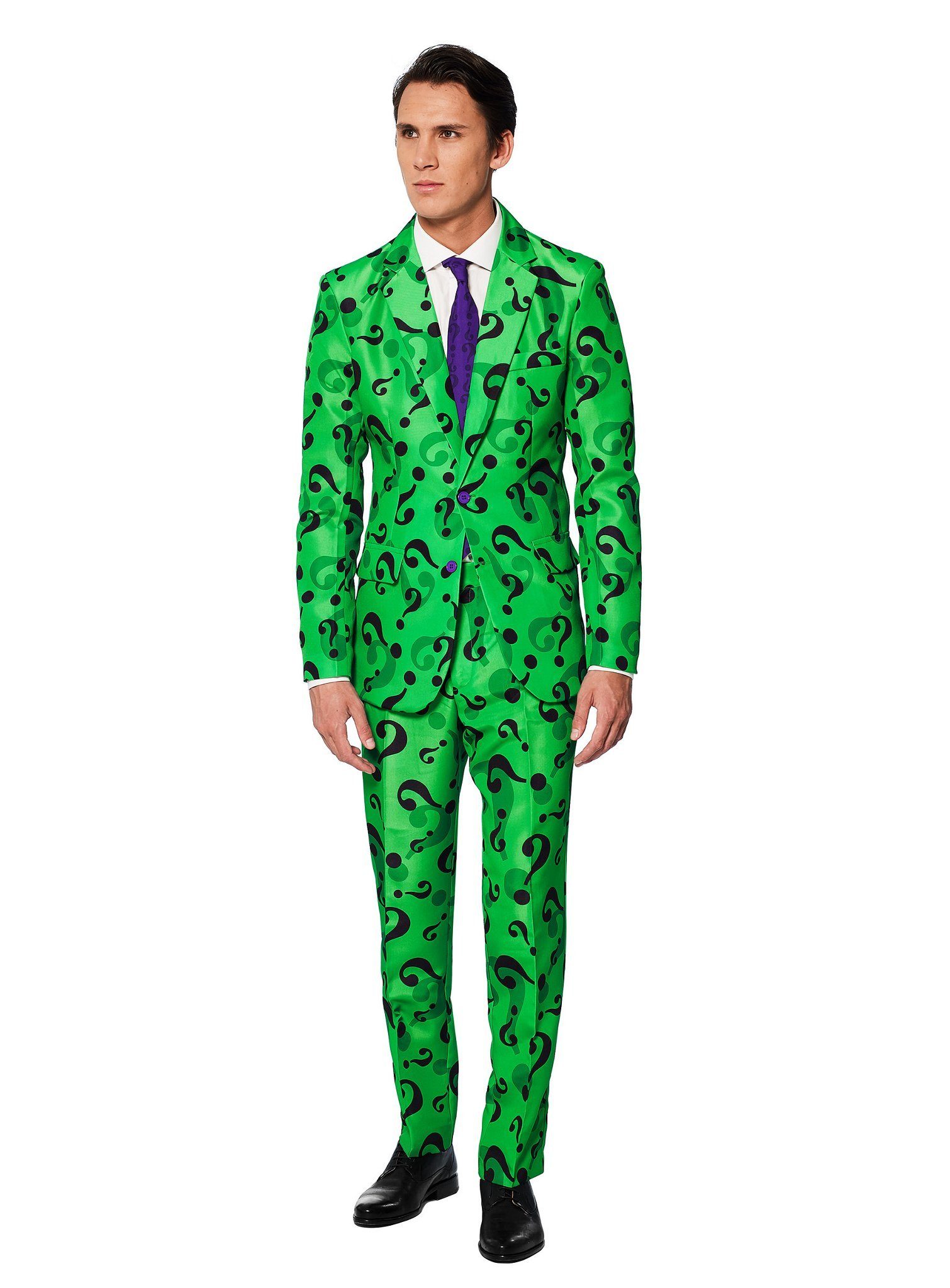 SuitMeister Partyanzug The Riddler Kostüm Anzug - für Karneval Halloween, Da bleibt keine Frage offen: cooler Anzug für schräge Schurken