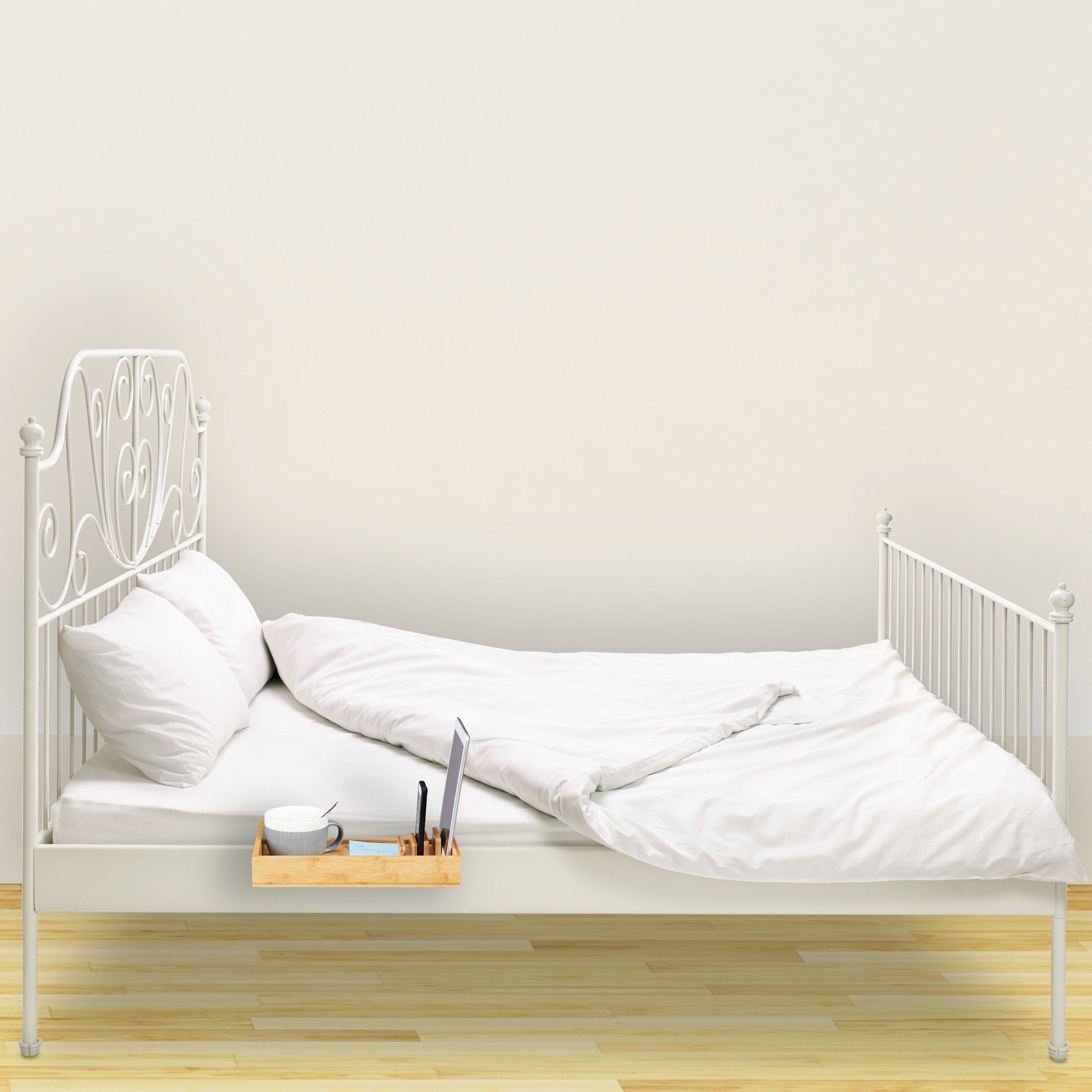 relaxdays Nachttisch Bettablage Bambus mit Organizer