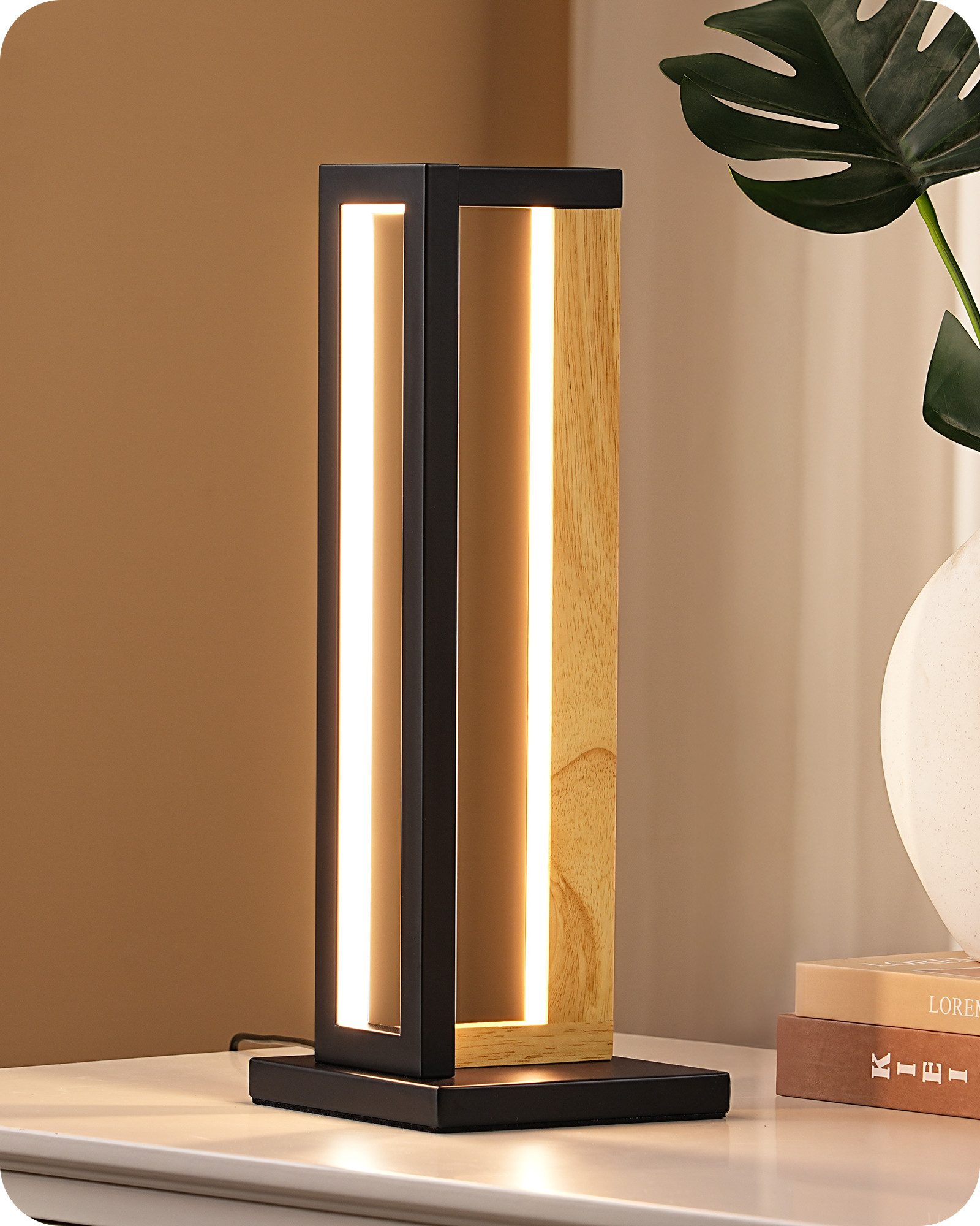 EDISHINE LED Tischleuchte Drehbare, Touch Dimmbare Nachttischlampe deko, LED fest integriert, Tischlampe aus Metall, 3 Farbtemperaturen
