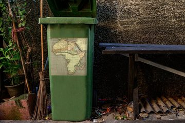 MuchoWow Wandsticker Afrika - Kontinent - Karte - Vintage (1 St), Mülleimer-aufkleber, Mülltonne, Sticker, Container, Abfalbehälter