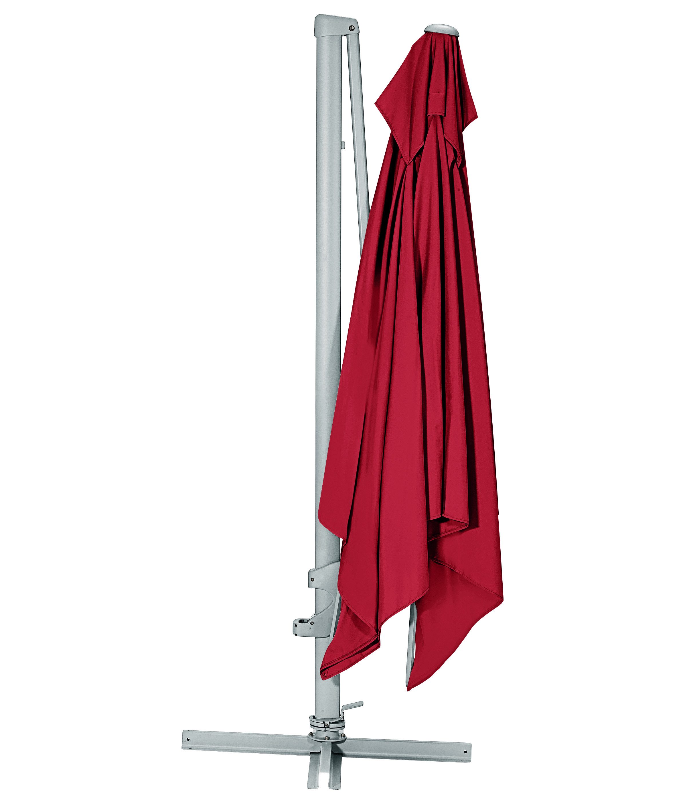 Dehner Sonnenschirm Zypern quadratisch mit Kurbel, 264 x 300 x 300 cm, Aluminium, 360° schwenk- & kippbarer Ampelschirm mit UV 80+