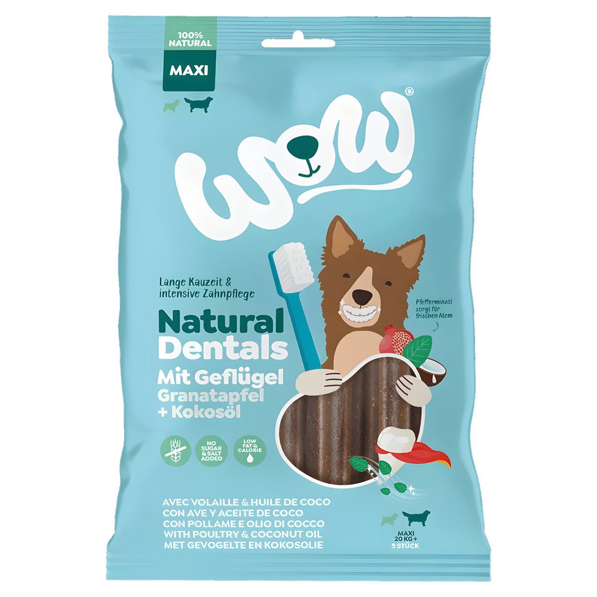 Wow Dog Snack Natural Dentals Geflügel Maxi 275 g, Snack für: Hund