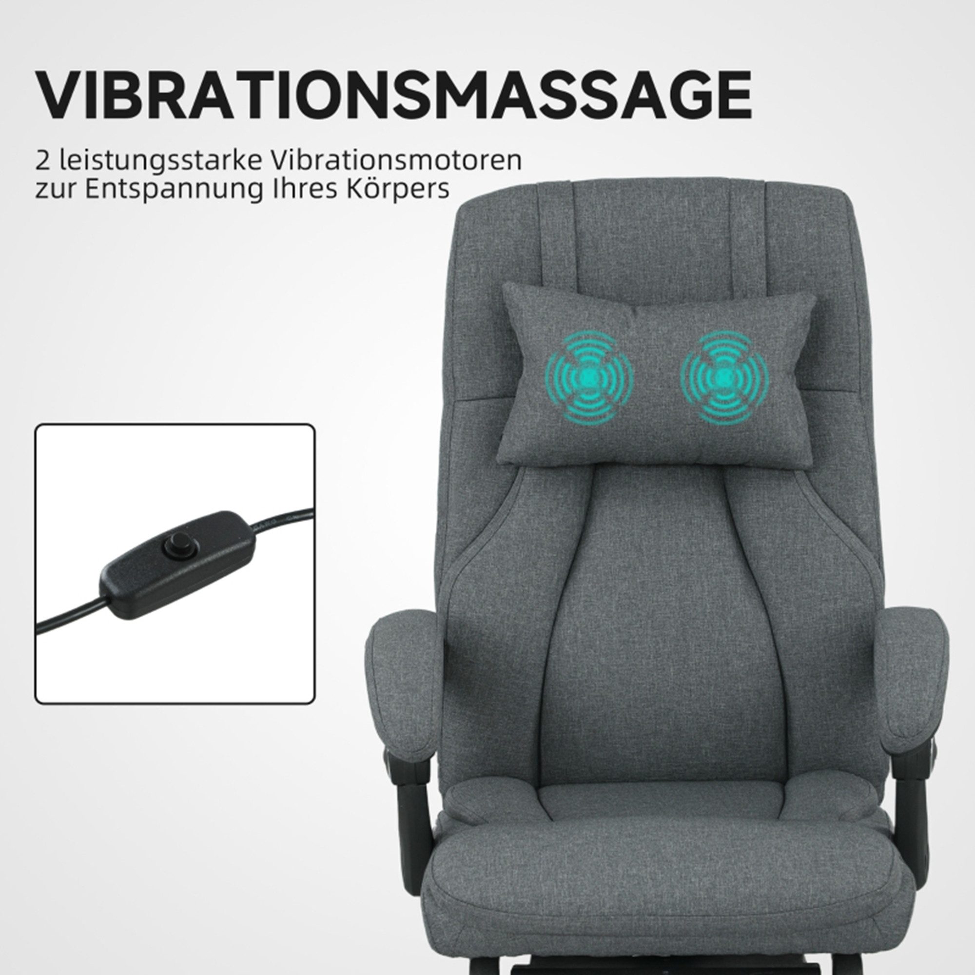 MC Star Bürostuhl Massage-Bürostuhl, USB-Schnittstelle, schwenkbare Räder, Dunkelgrau