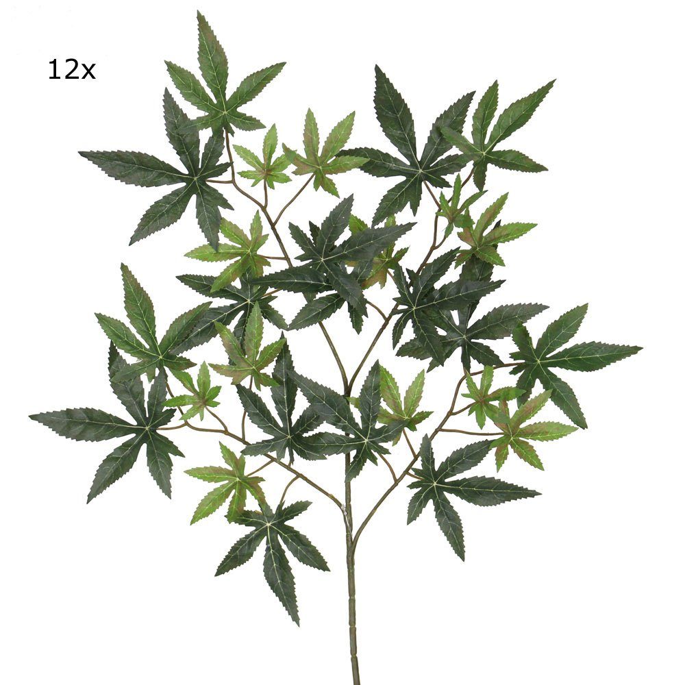 65 Kunstzweig Grün Künstlicher Decovego Decovego, Dekoration 12 cm Stück Kunstpflanze Zweig Ahornzweig