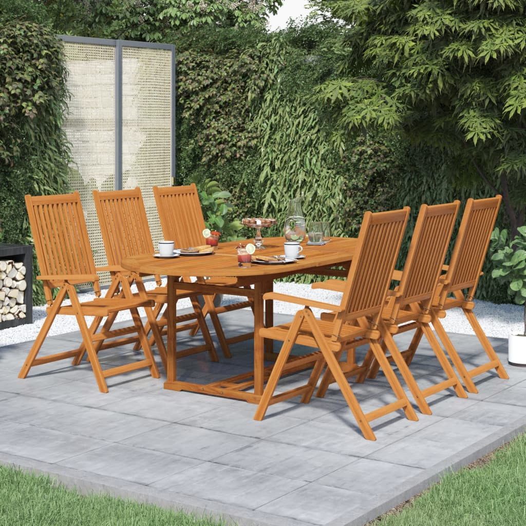 furnicato Garten-Essgruppe Gartenmöbel-Set Echtholz, ovaler Ausziehtisch 150-200x100x74 cm, (1-tlg), Wetterbeständige Sitzgruppe mit klappbaren, verstellbaren Stühlen