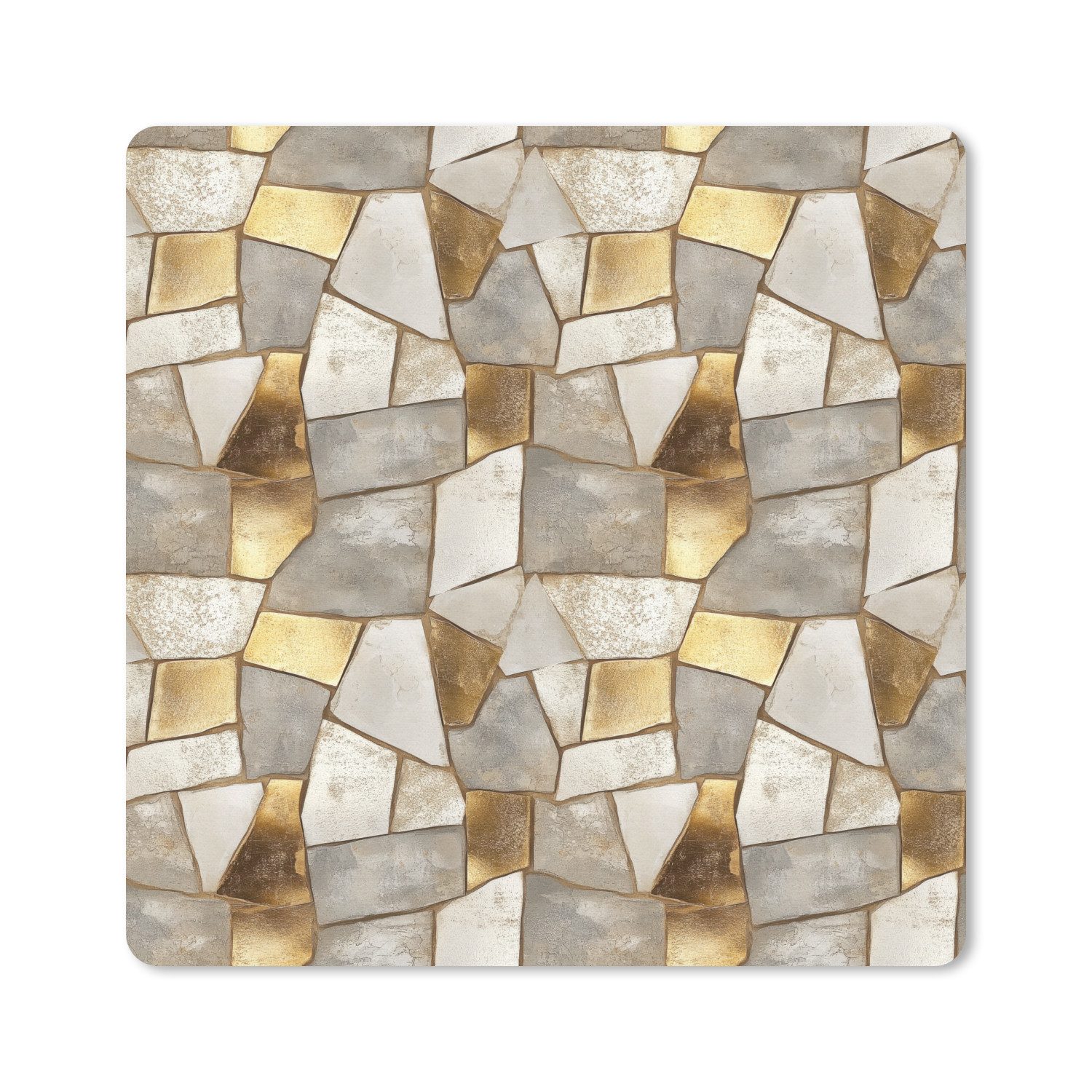 MuchoWow Mauspad Mosaik - Marmor - Gold (1-St), Mauspad, Büro Zubehör, Dekoration, Desk Mat, 30x30 cm