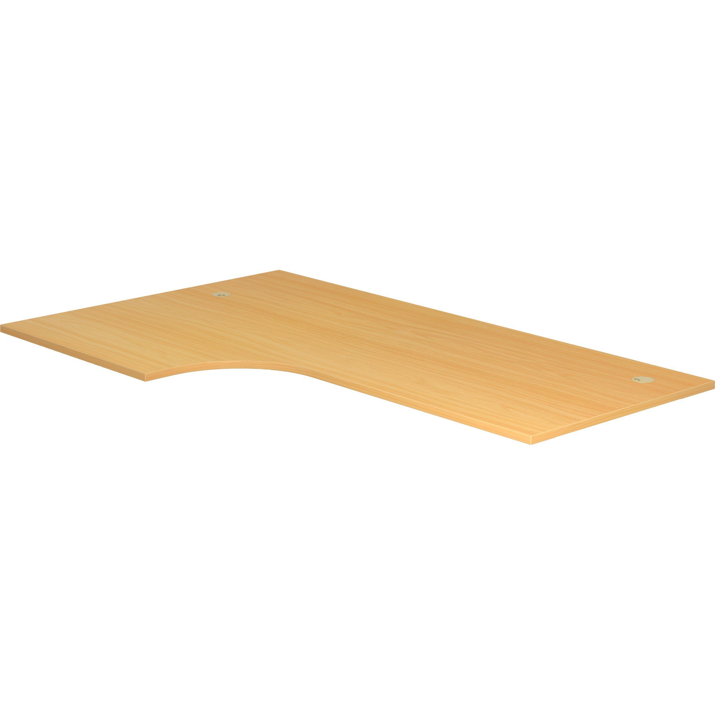 Schreibtischplatte Tischplatte Holz 200 x 100 cm Buche Nierenform vorgebohrt 