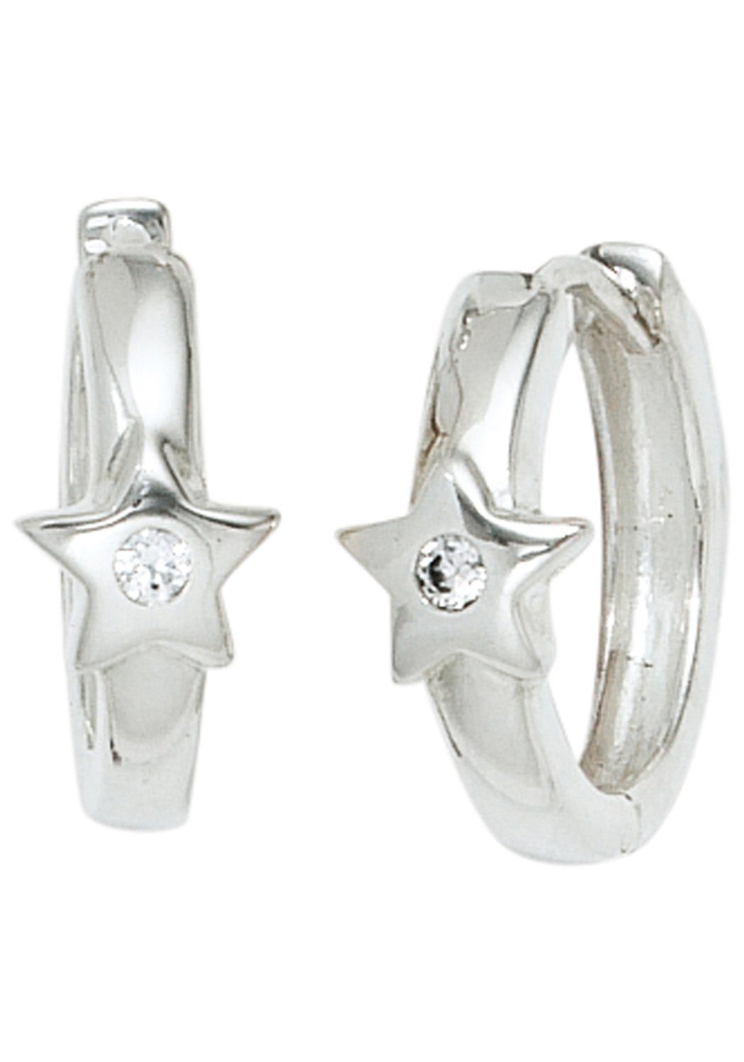 JOBO Paar Creolen Stern, 925 Silber mit ... JOBO Paar Creolen Stern, 925 Silber mit ...