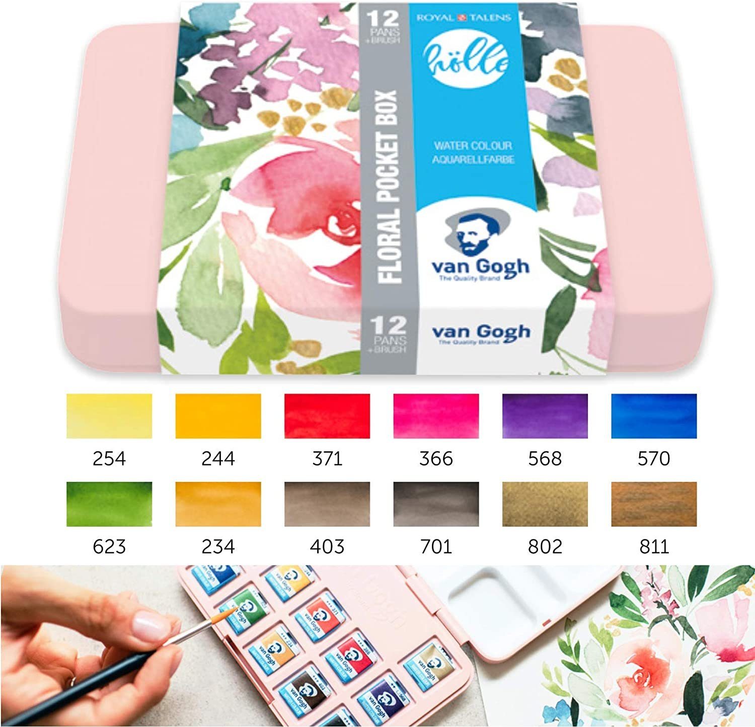 Talens art creation Aquarellstifte Van Gogh Pocket Box Frau Hölle 12 Aquarellfarben, (13-tlg)