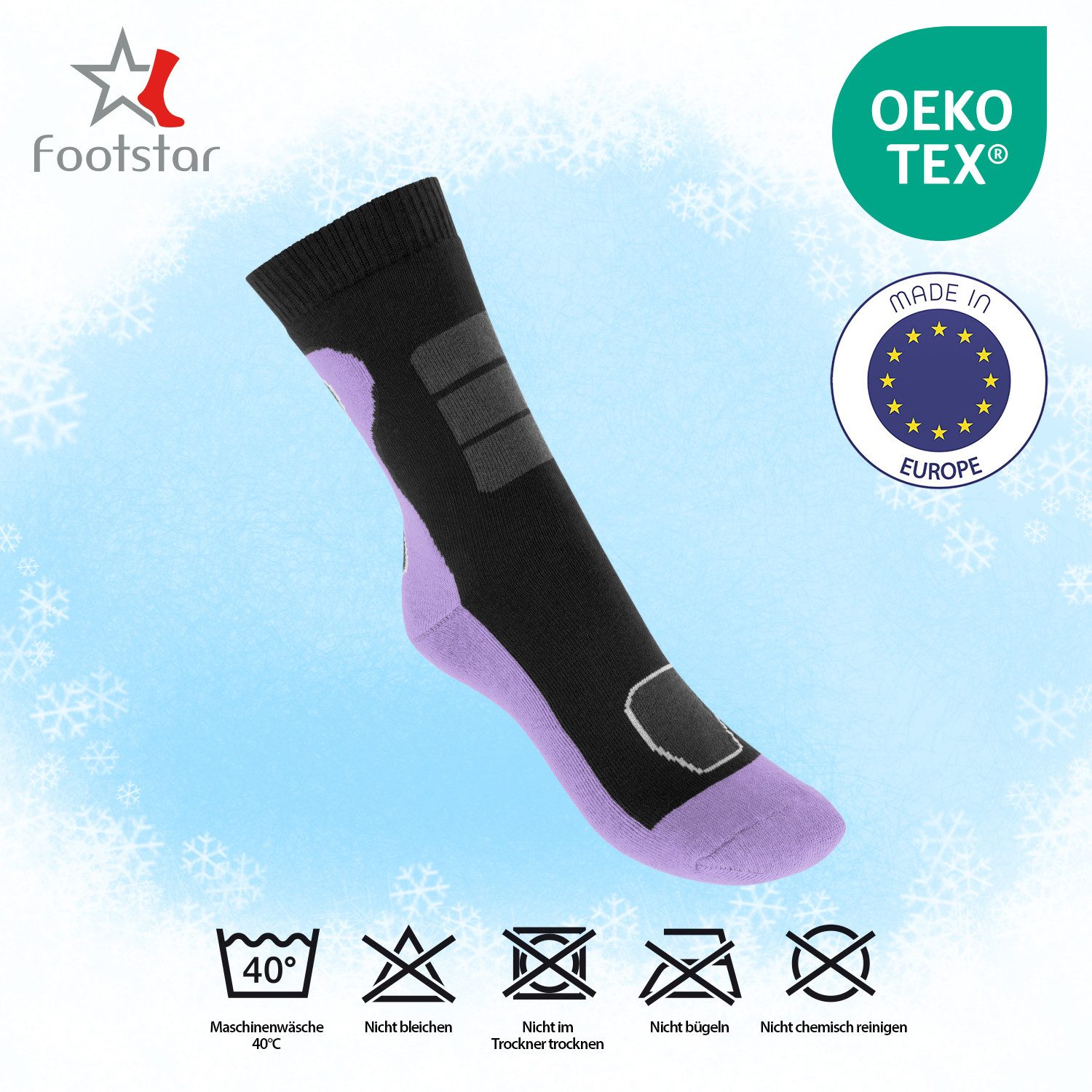 Footstar Thermosocken Bunte Kinder Outdoor Socken (6 Paar) Thermo Wintersocken
