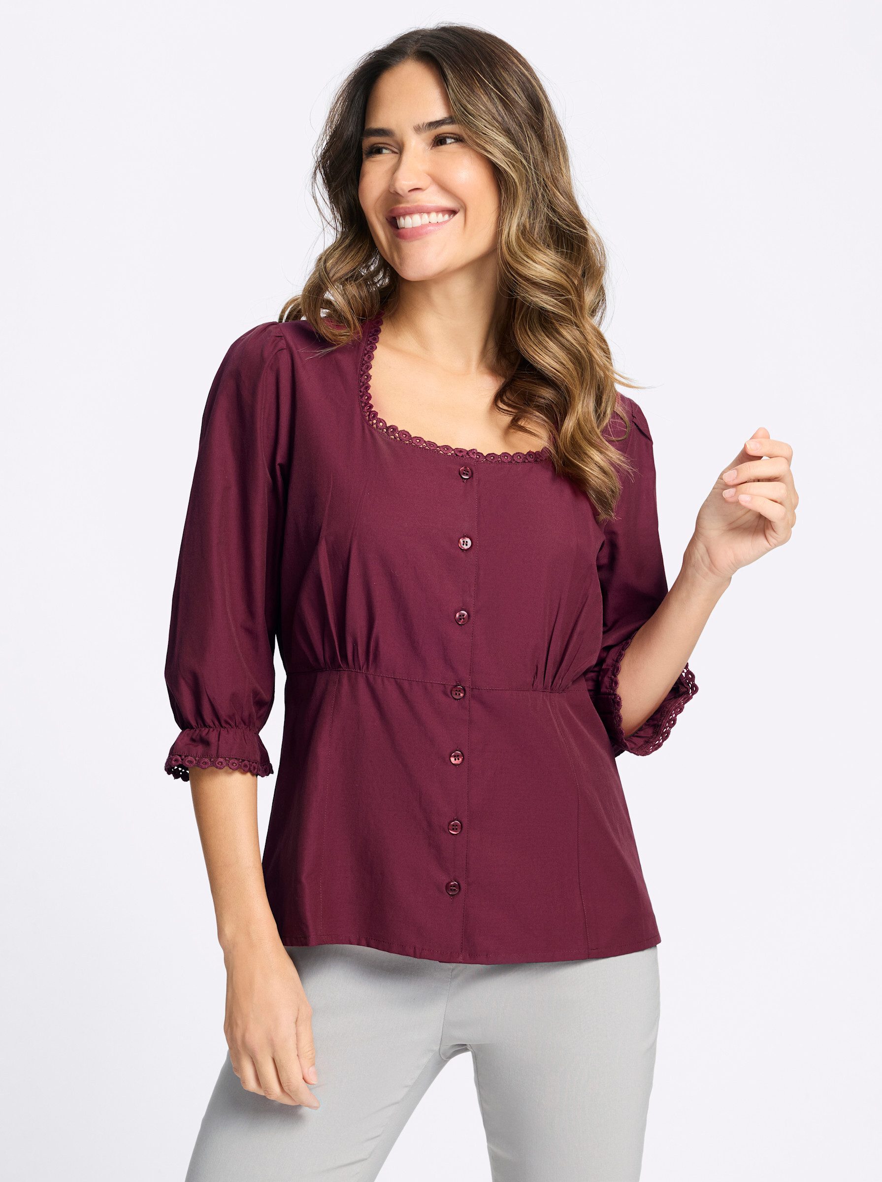 Sieh an! Klassische Bluse 3/4-Arm-Bluse