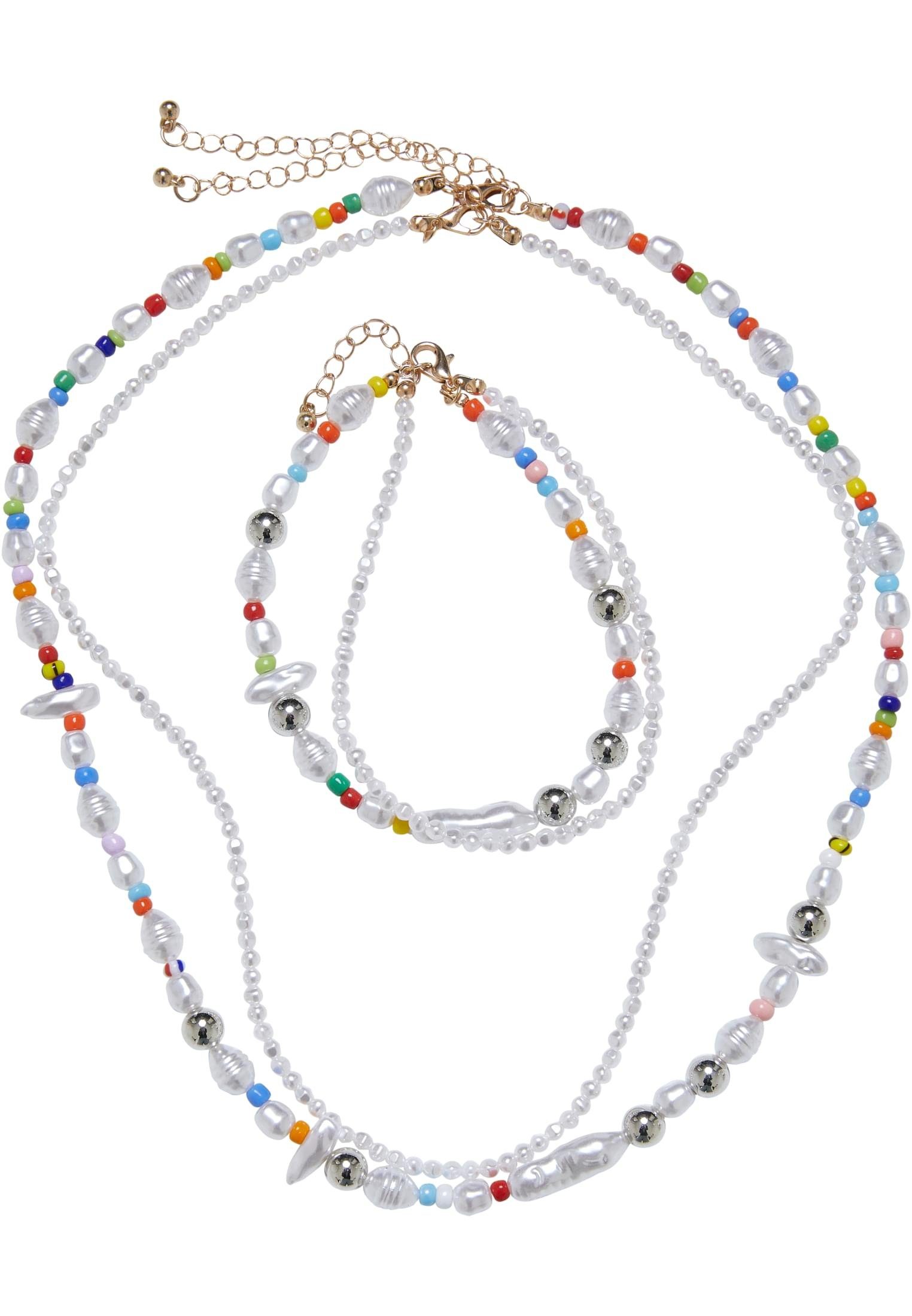 URBAN CLASSICS Schmuckset Accessoires Various Pearl Layering Necklace and Anklet Set (1-tlg) | Schmuck-Sets