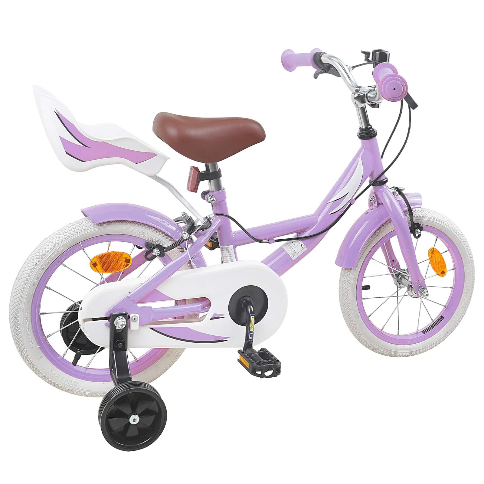 vidaXL Kinderfahrrad 90 x 49 x 67,5 cm Kinderfahrrad 12 Zoll für 2-4 Jahre alt Lila Stützrä
