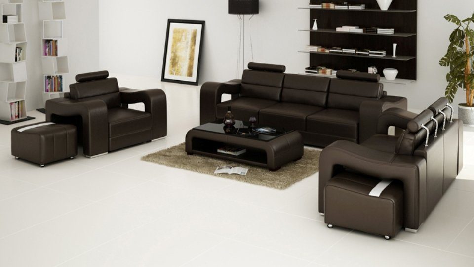 Made Couch Sitzer Ledersofa in Europe Wohnlandschaft JVmoebel Sofa, 3+2+1 Modern Sofa