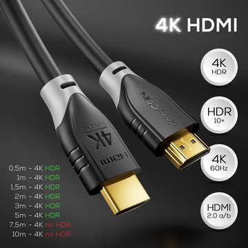 deleyCON deleyCON 2m HDMI HDR10+ UHD 4K@60Hz YUV 4:4:4 HDCP 2.2 3D ARC Dolby HDMI-Kabel