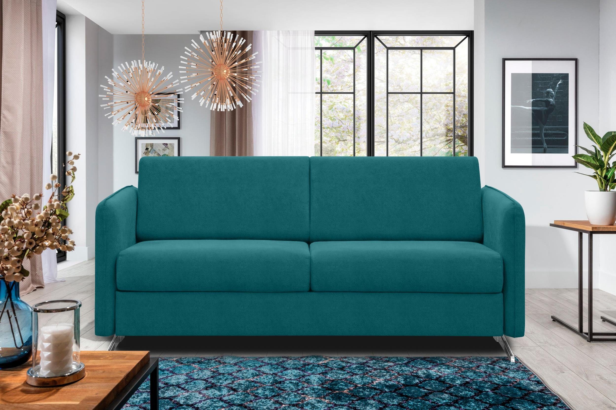 Stylefy 3-Sitzer Sherlock, Sofa, 2-Sitzer, mit Bettfunktion, frei im Raum stellbar, Modern Design, Metall