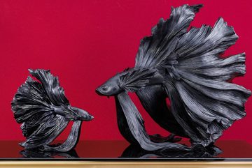 riess-ambiente Tierfigur CROWNTAIL 35cm schwarz (Einzelartikel, 1 St), Wohnzimmer · Kunststein · Kampffisch · Betta Skulptur · Urban Jungle