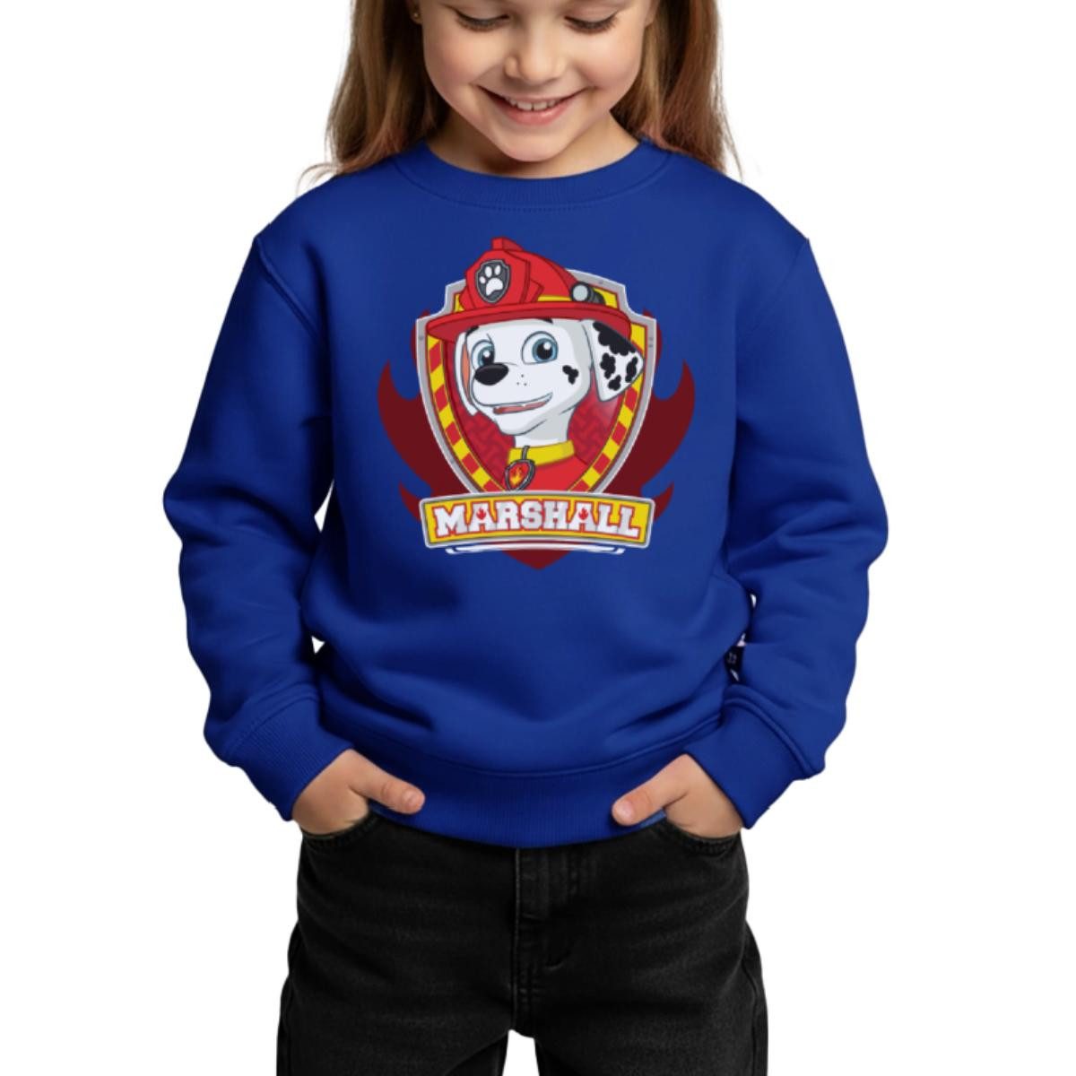 Spreadshirt Sweatshirt Paw Patrol Marshall Feuerwehrhund Feuerwehr Emblem Kinder/Teenager Pre (1-tlg)